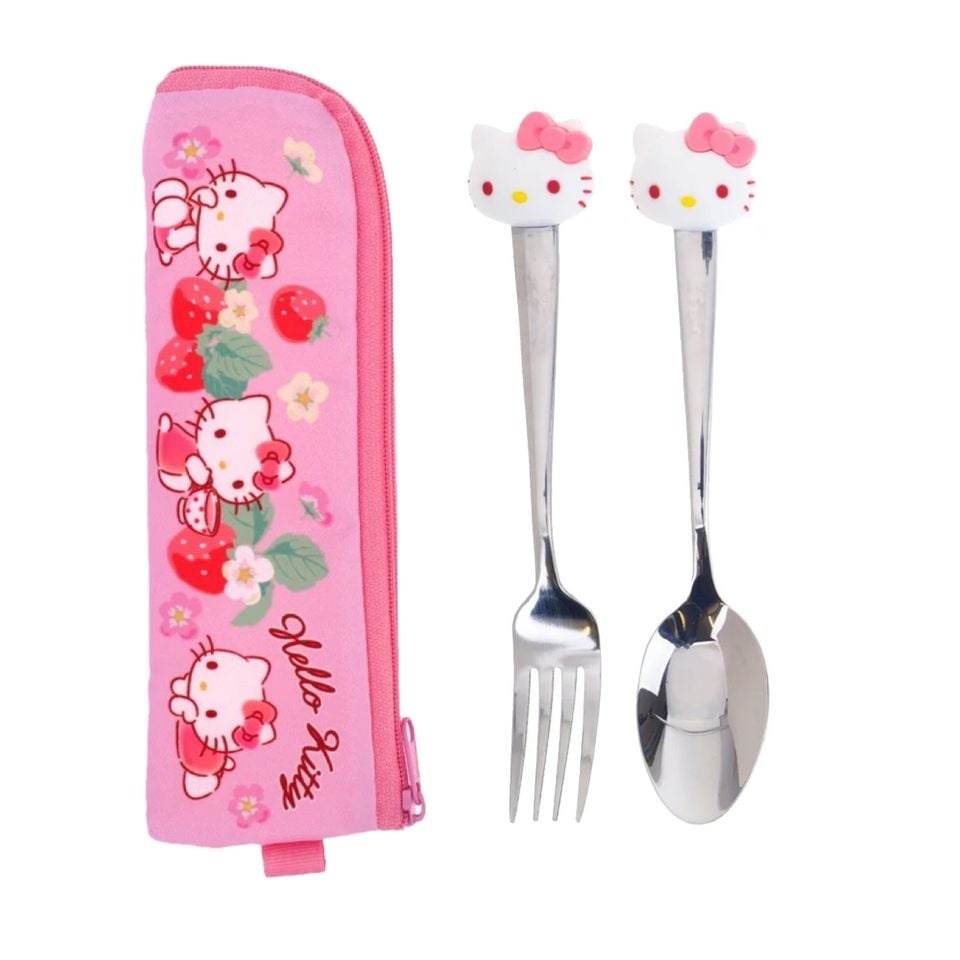 港版Hello Kitty Cutlery Set with Pouch 餐具連收納袋