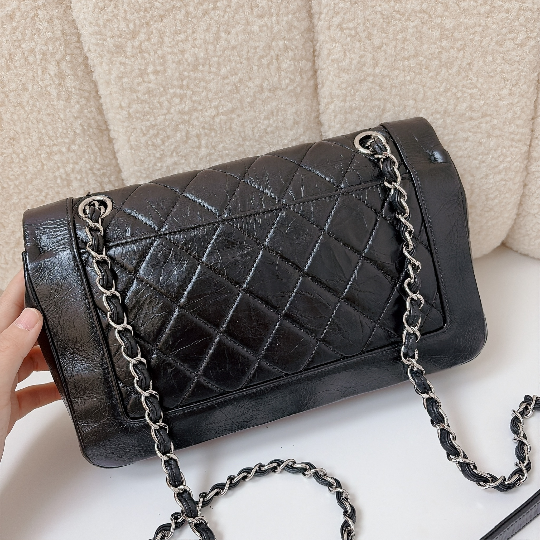 Chanel Bi-Quilted Vintage Full Flap Bag - Black / SHW