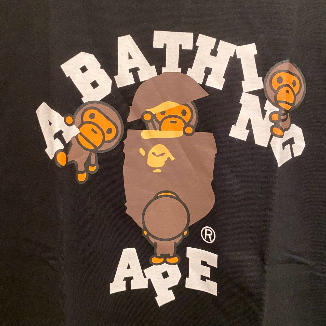 BAPE 經典學院風 大猿人頭經典小猴短 T