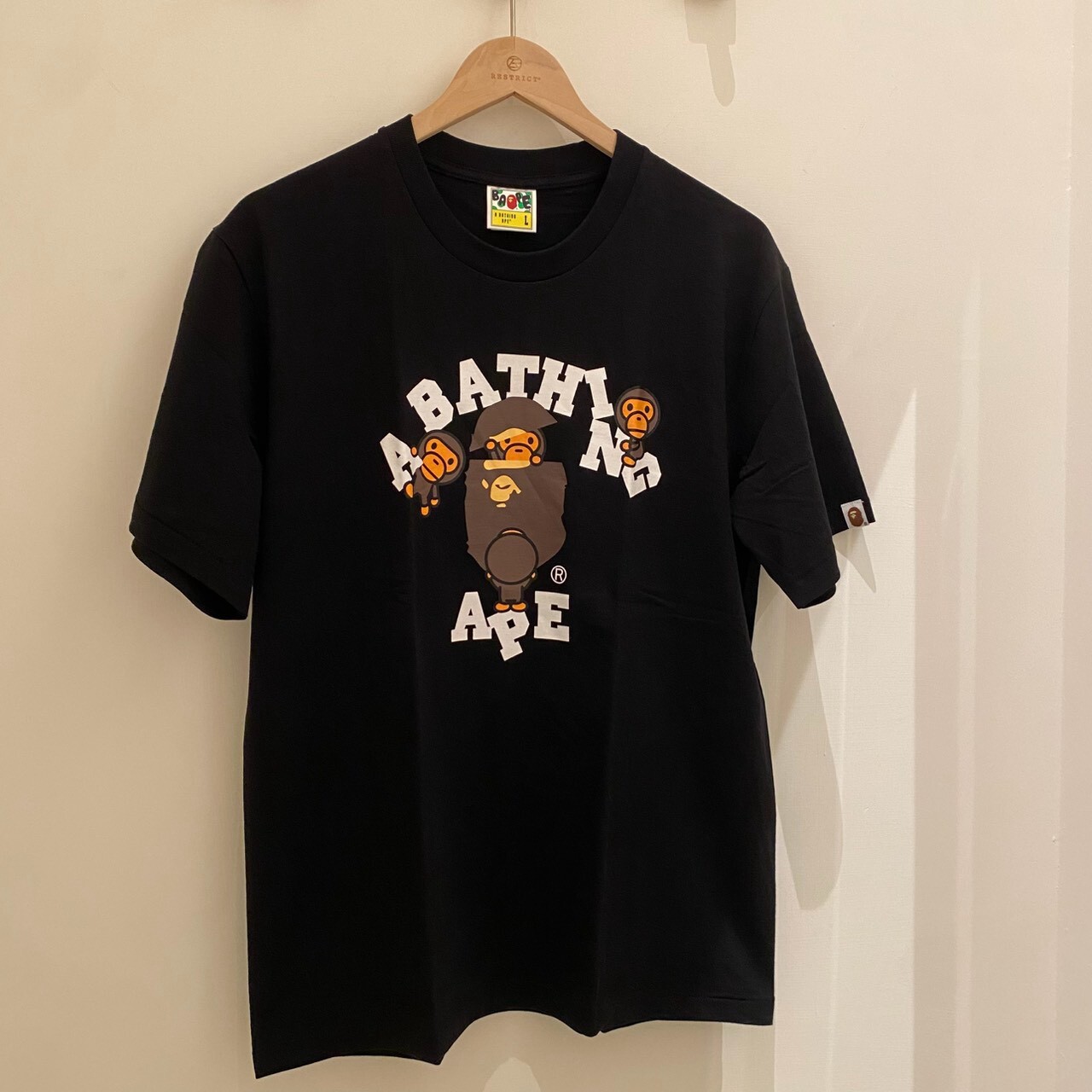 BAPE 經典學院風 大猿人頭經典小猴短 T