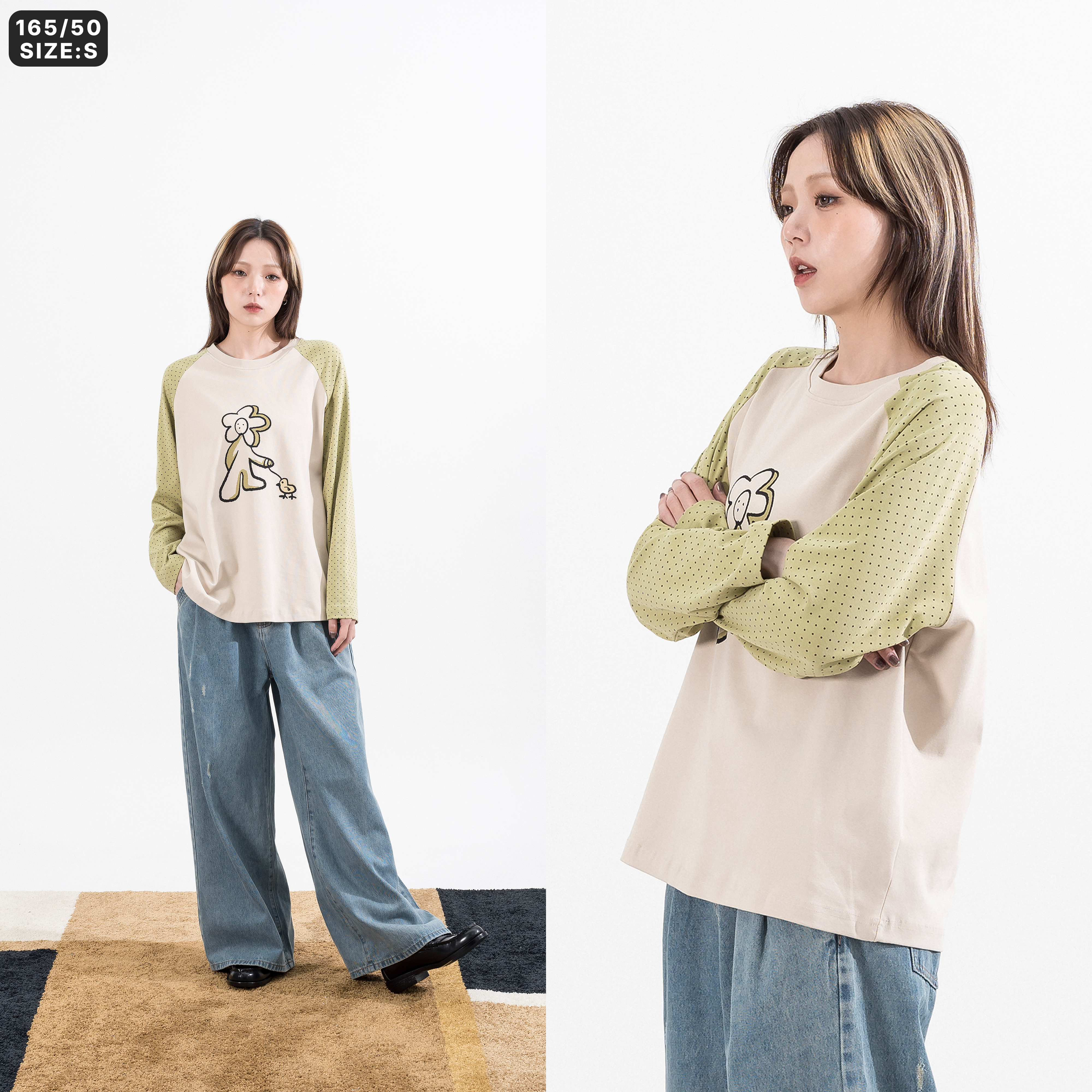 MIAO Polka Dots LS Tee 女裝 拚色波點 印花 長袖Tee [M-TP]