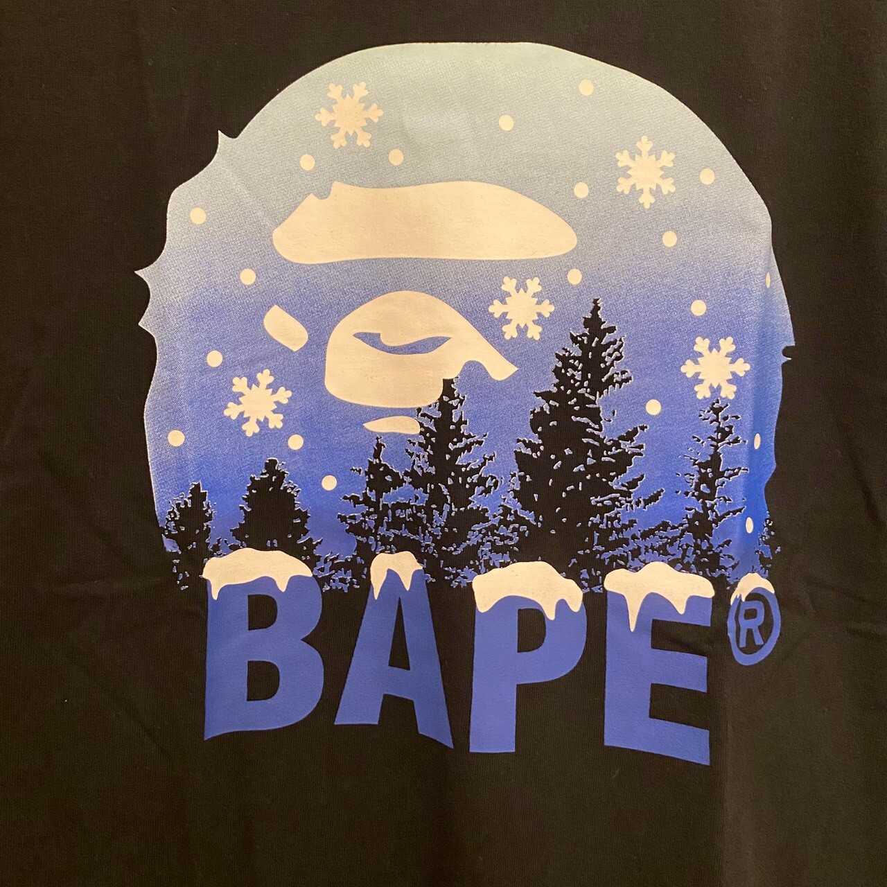 BAPE  耶誕雪景雪山大猿人頭短 T