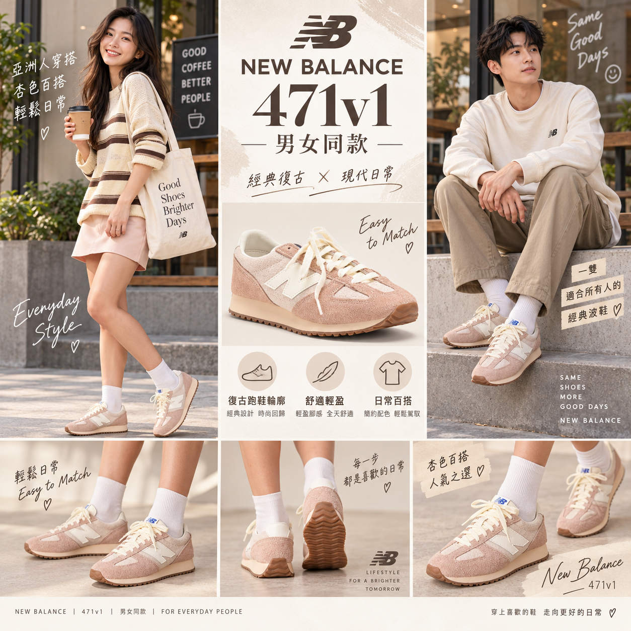 【預購】NEW BALANCE N090406 男女同款471v1波鞋 (杏色)