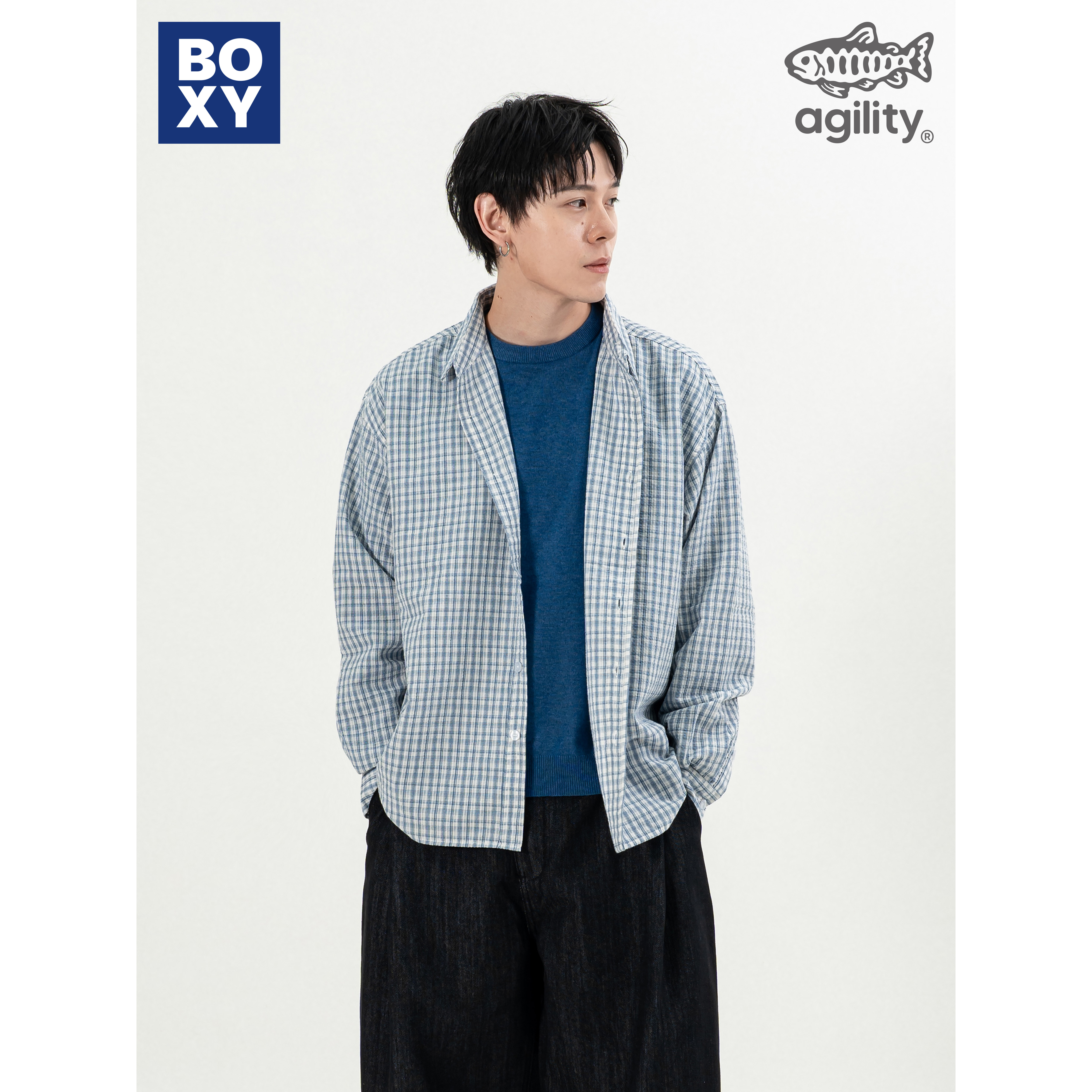 AGILITY Boxy Fit Seersucker LS Shirt 寬短 泡泡紗 長袖襯衫 [SH-N08]