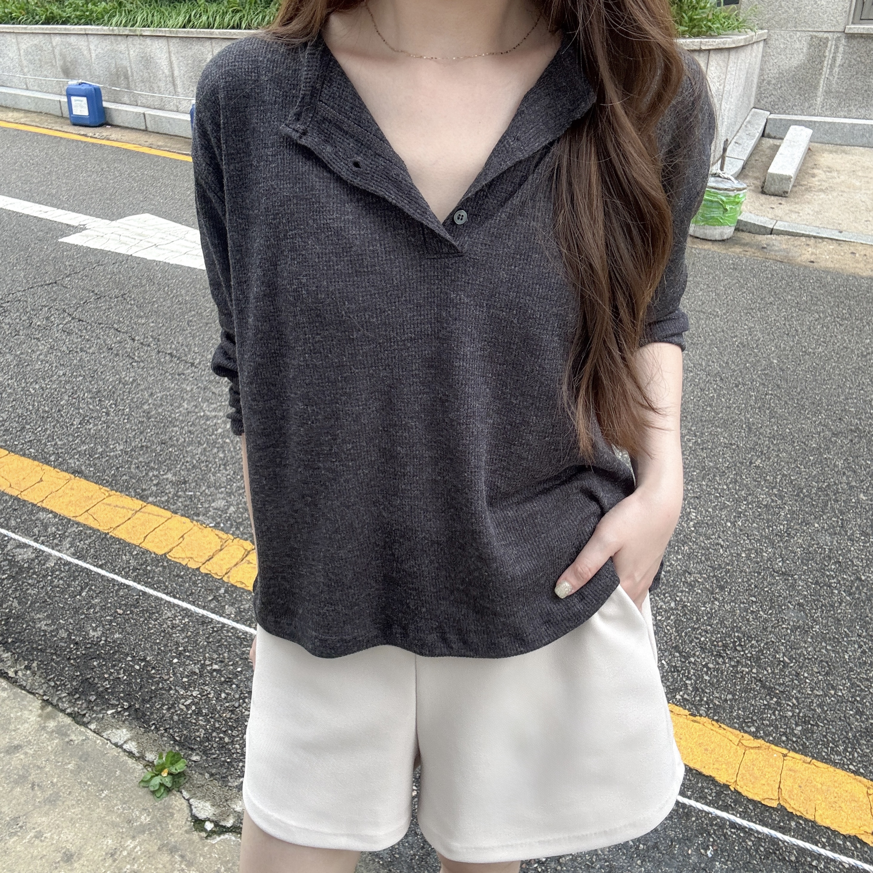 窩夫格開鈕上衣