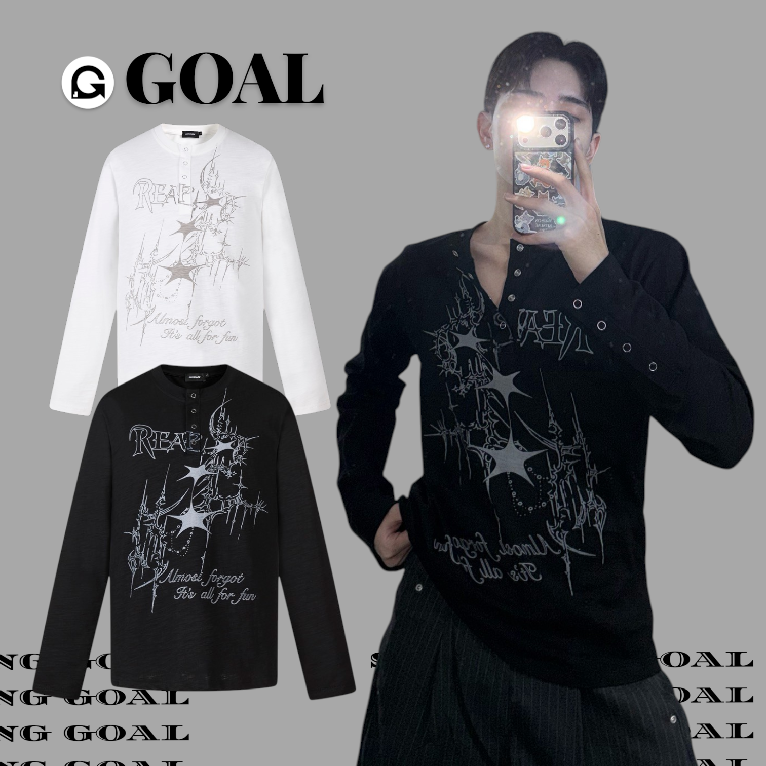 (GOAL) 美式十字圖騰亨利領長T 403