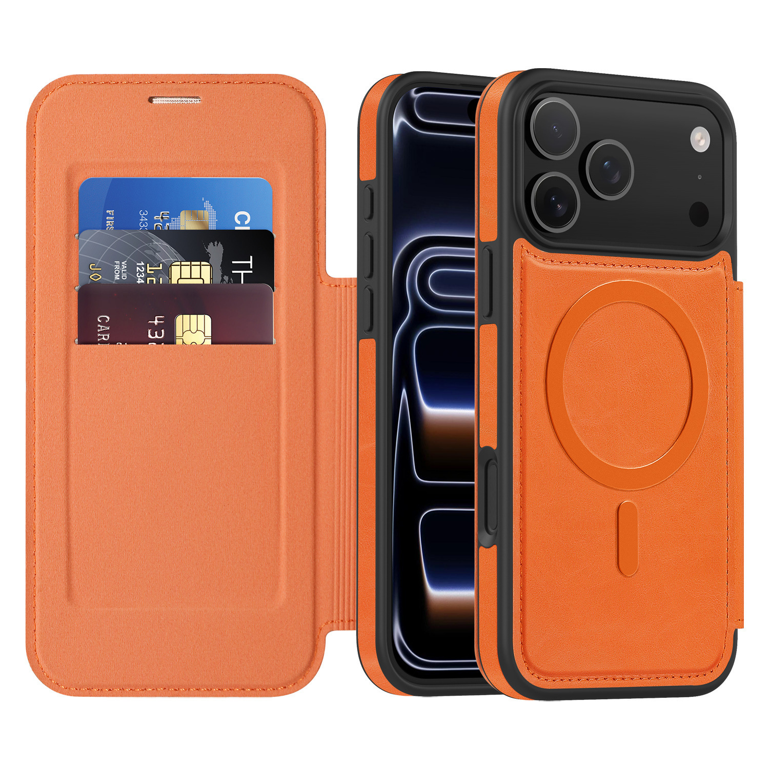 XPRO - Mag Leather Folio - iPhone 18 Pro Case 貼身防撞翻蓋皮革插卡支架手機保護殼