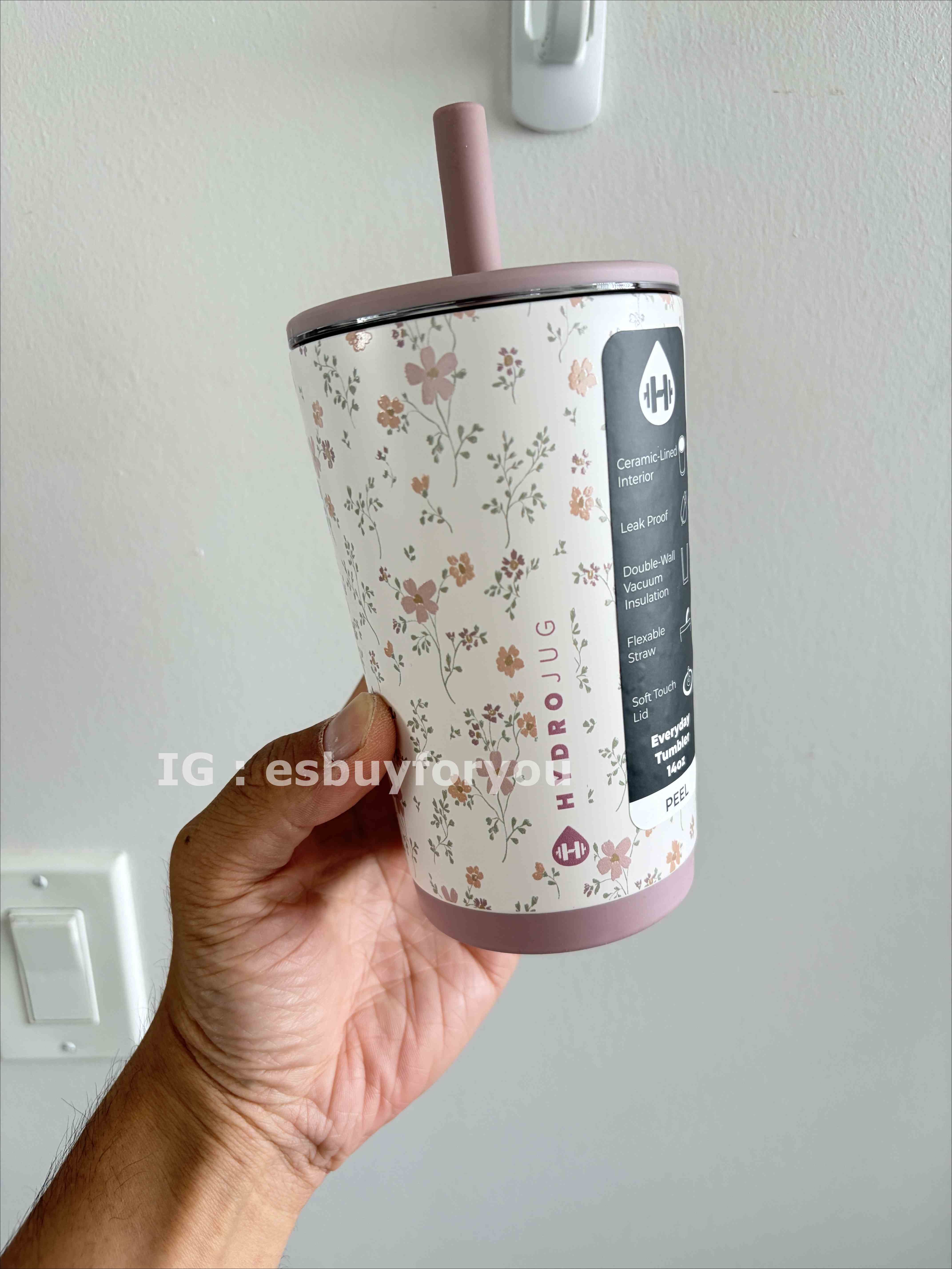 【限時】HYDROJUG 陶瓷內裡 滿版花紋 Tumbler 吸管喝水杯 (14/20oz 兩種尺寸)