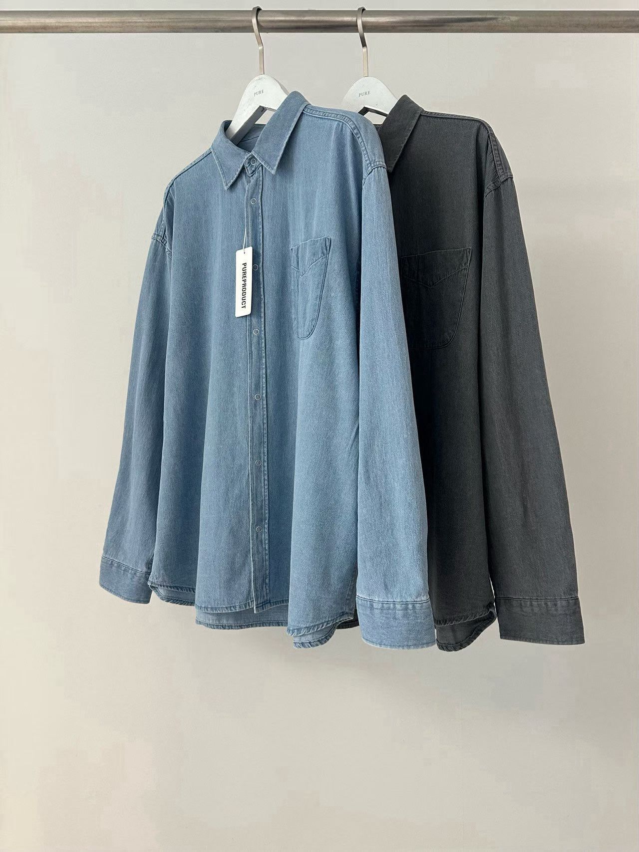 牛仔長袖恤衫 PURE-217S