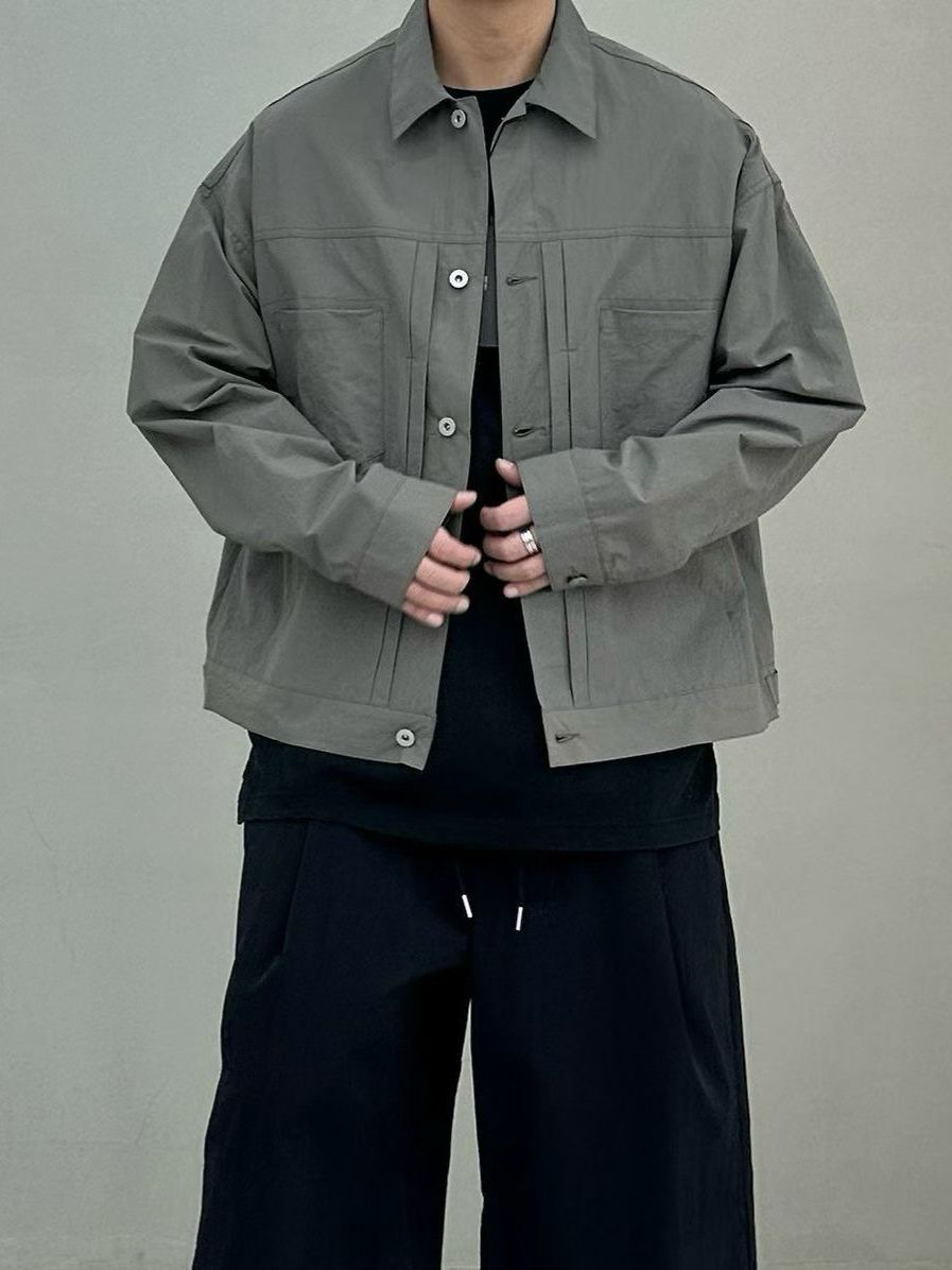 淨色反領扣鈕外套 PURE-218JK