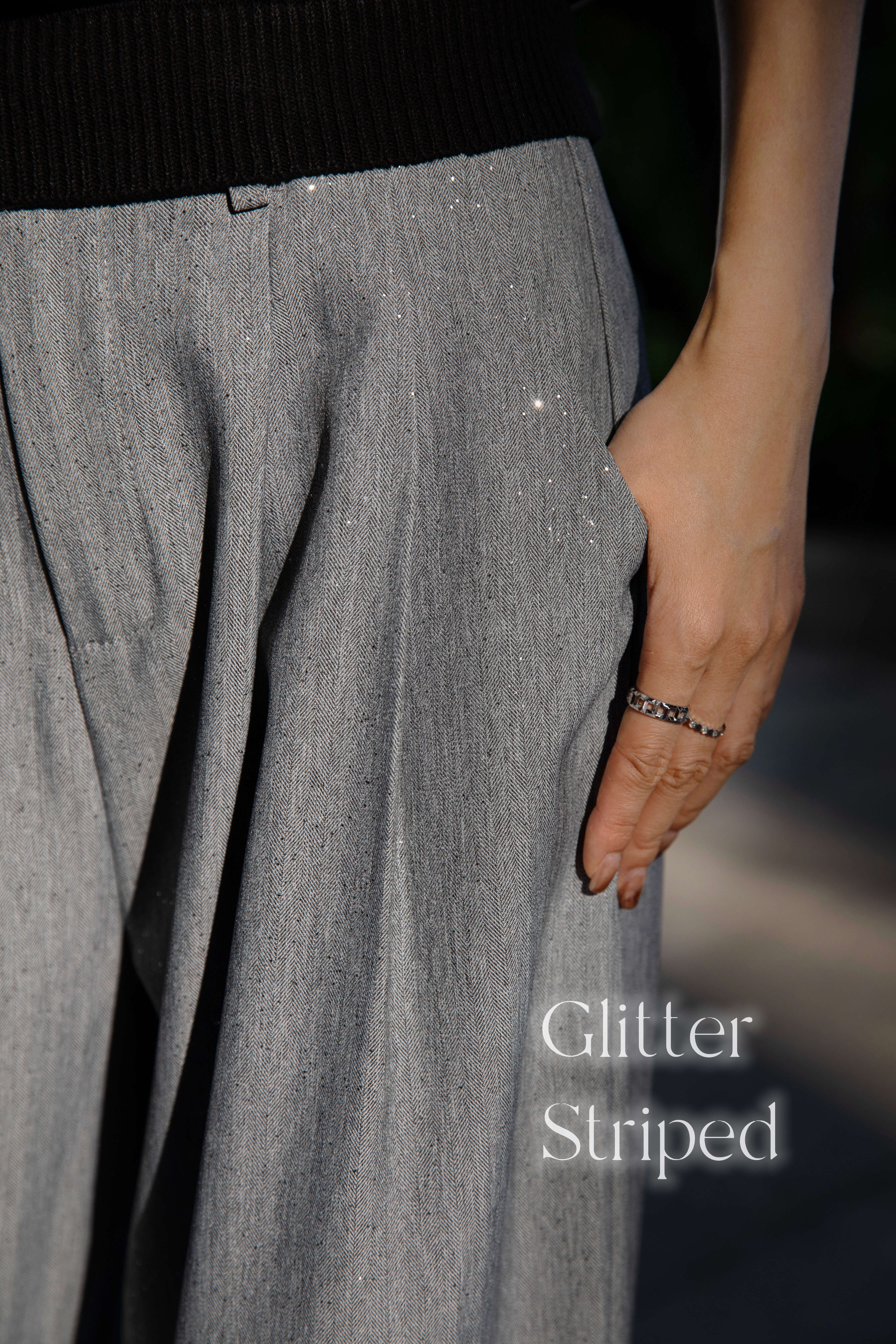 Glitter Stripe Beggy Trousers_PT259L16