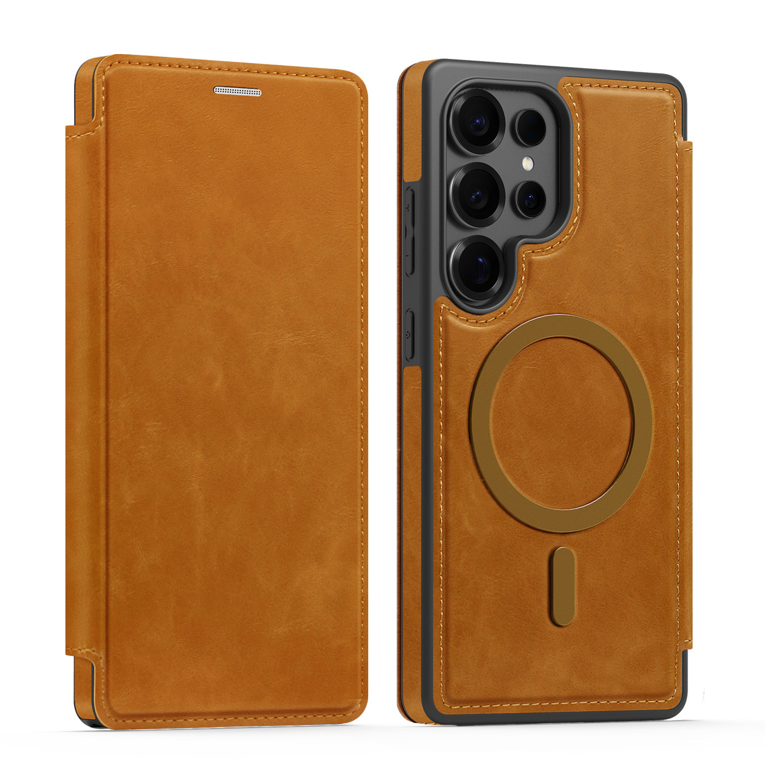 XPRO - Mag Leather Folio - Samsung S26 Case 貼身防撞翻蓋皮革插卡支架手機保護殼