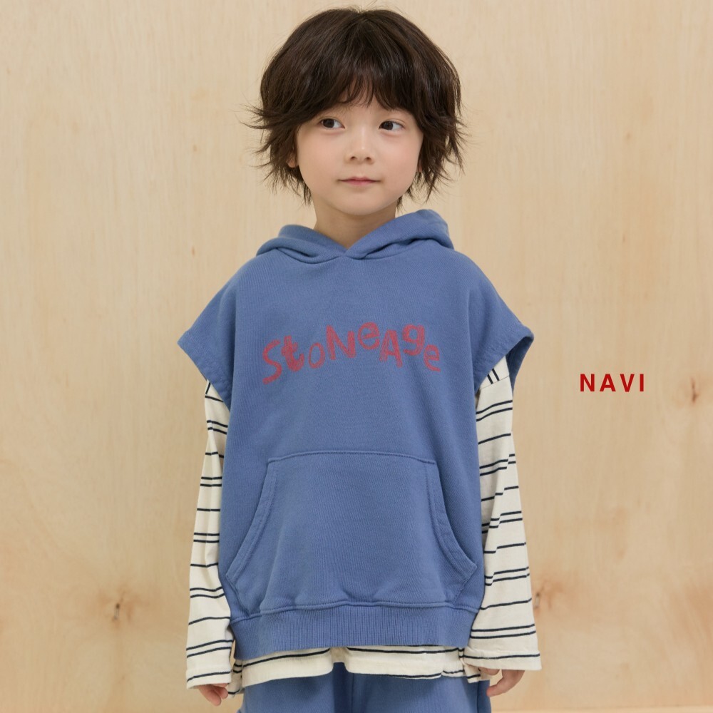 90-160 NAV 口袋字母連帽背心 2色