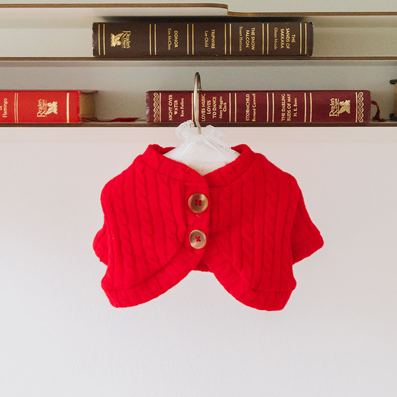 經典麻花針織短版外衣| Cable Knit Boler Red 紅色  It’s