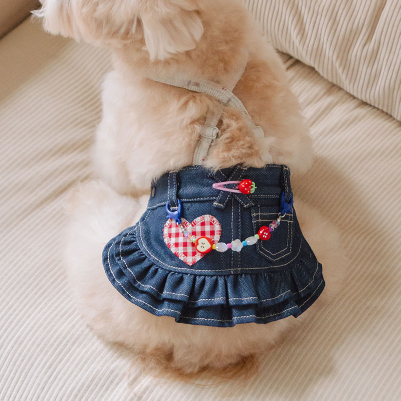 Lovesong 愛心雙層荷葉丹寧裙｜Lovesong Heart Denim Skirt  It’s