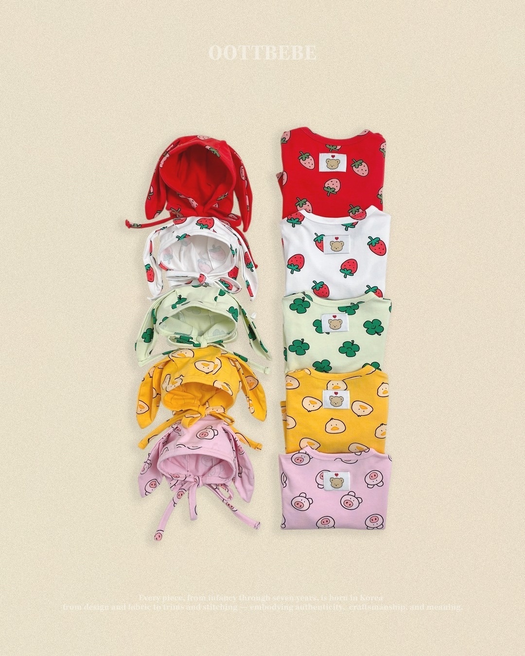 OOTT BEBE Baby Onesie Bonnet Set