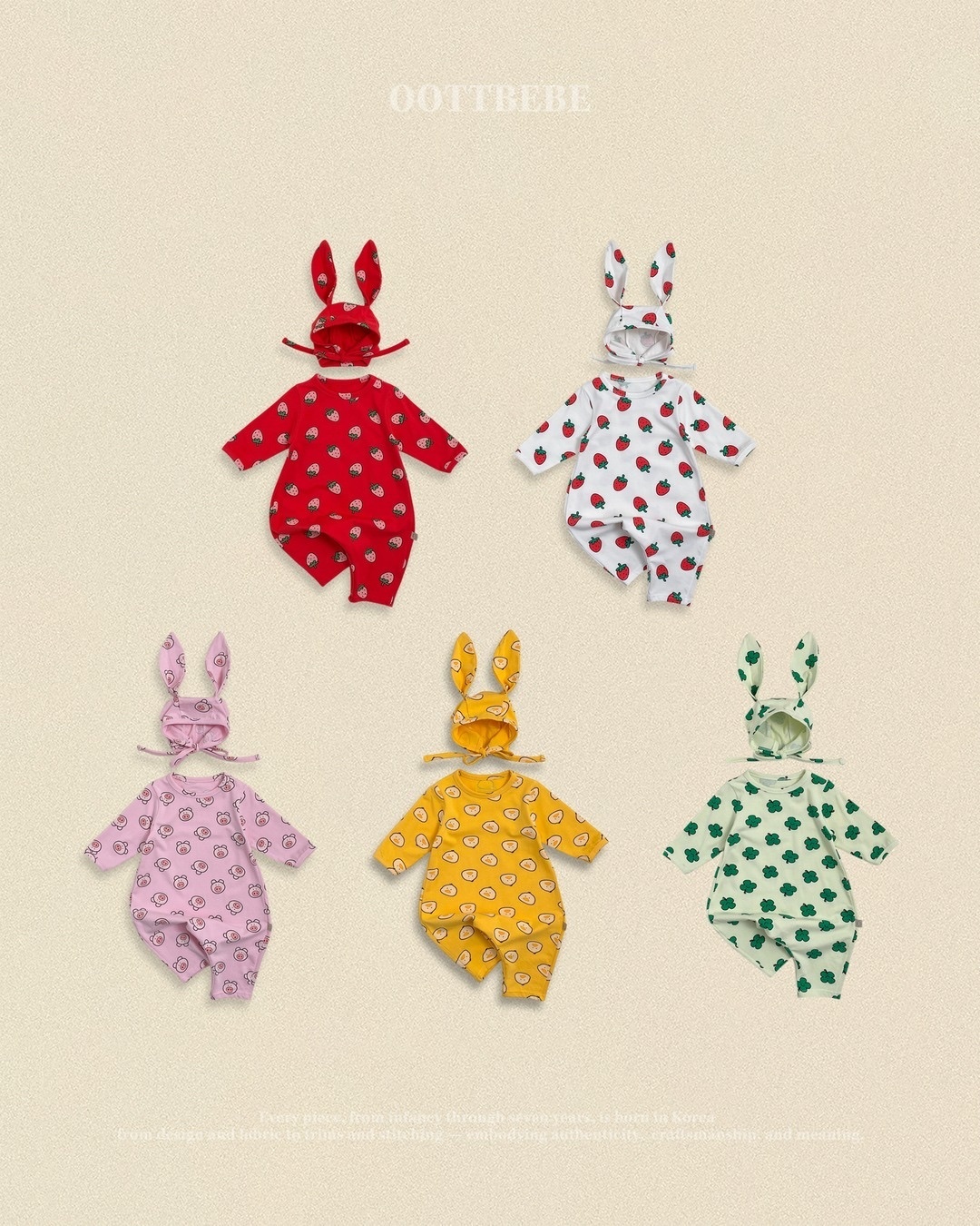 OOTT BEBE Baby Onesie Bonnet Set