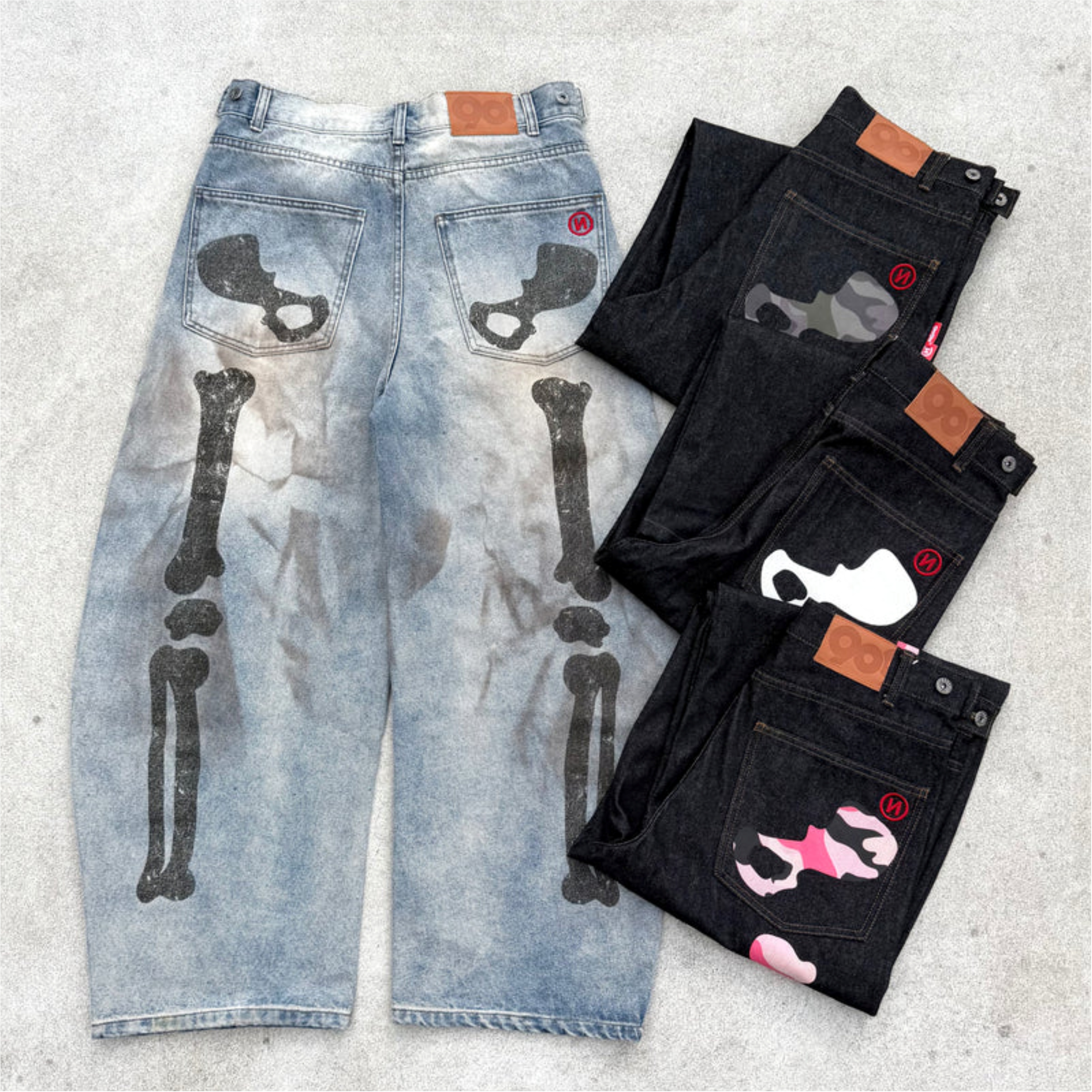 2026AW 9090 Bone Hand Denim pants 骨頭 括腿褲 牛仔褲 長褲 現貨 NN2369