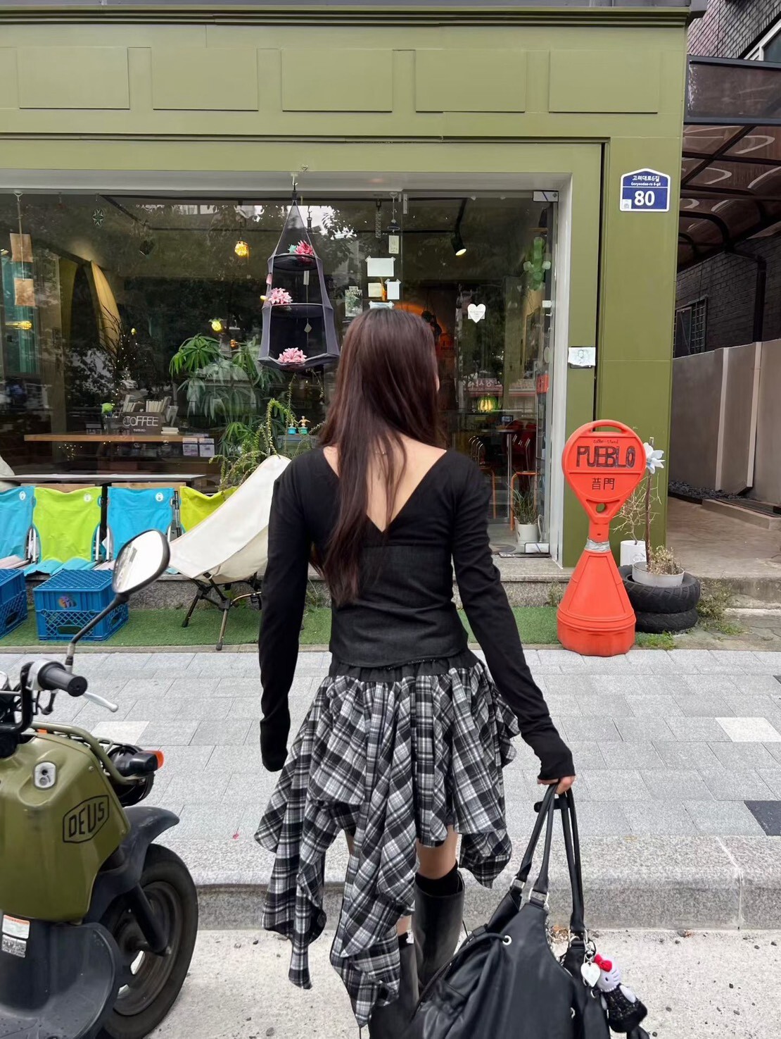 不規則格子短裙