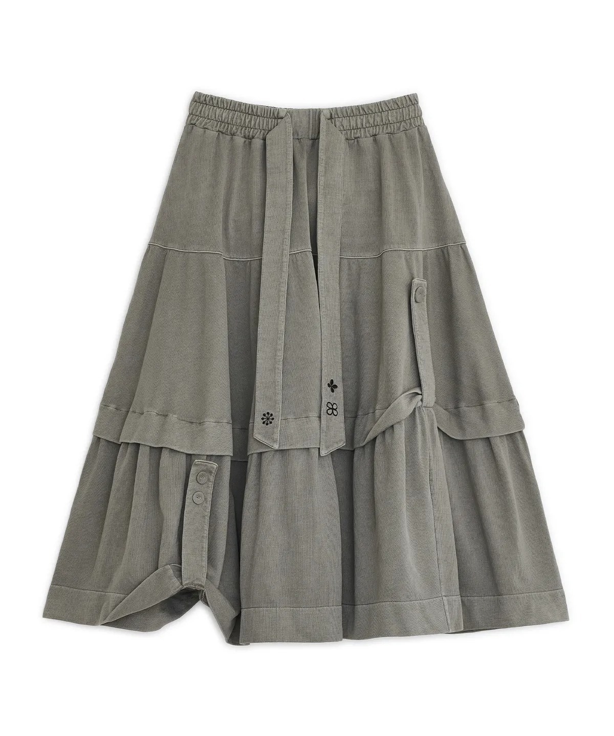 HUG YOUR SKIN Washed Flap Tiered Skirt