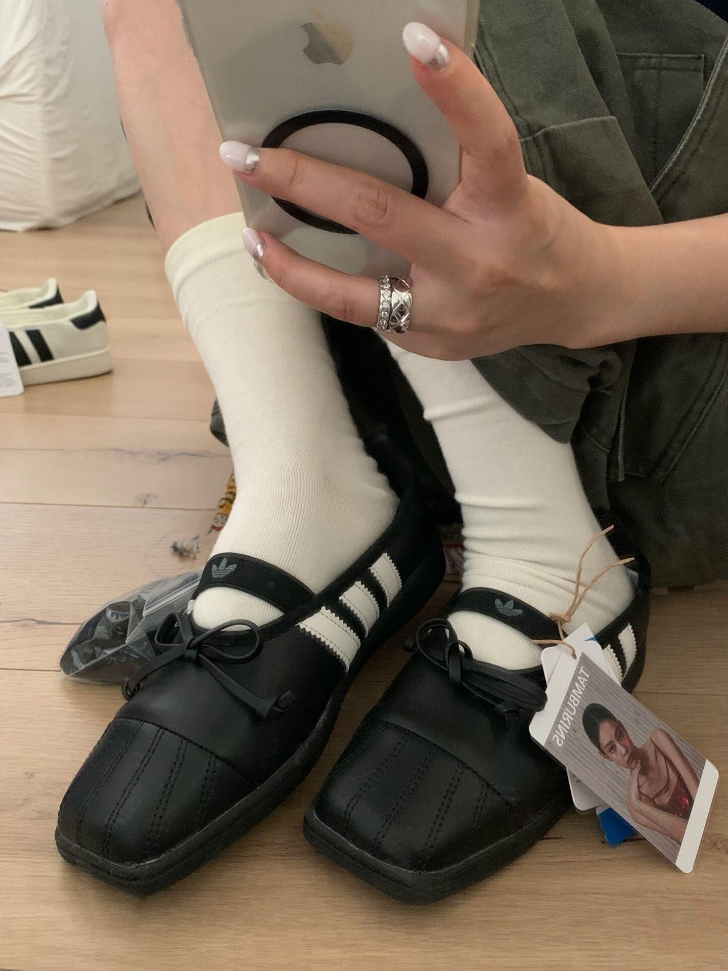 ADIDAS ORIGINALS BY JENNIE SUPERSTAR SQUARE BALLET 方頭貝殼鞋 芭蕾舞鞋 MARYJANE 綁帶 金珍妮 女鞋
