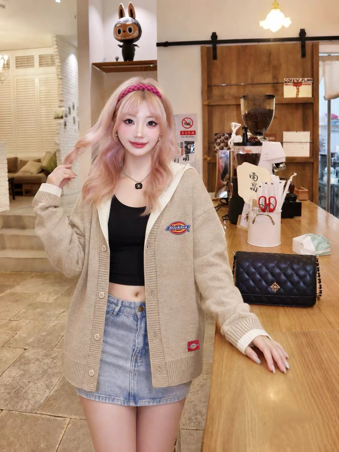 【預購】Dickies 萬針刺繡Logo 拼接撞色標 單排扣 毛衣外套 男女同款