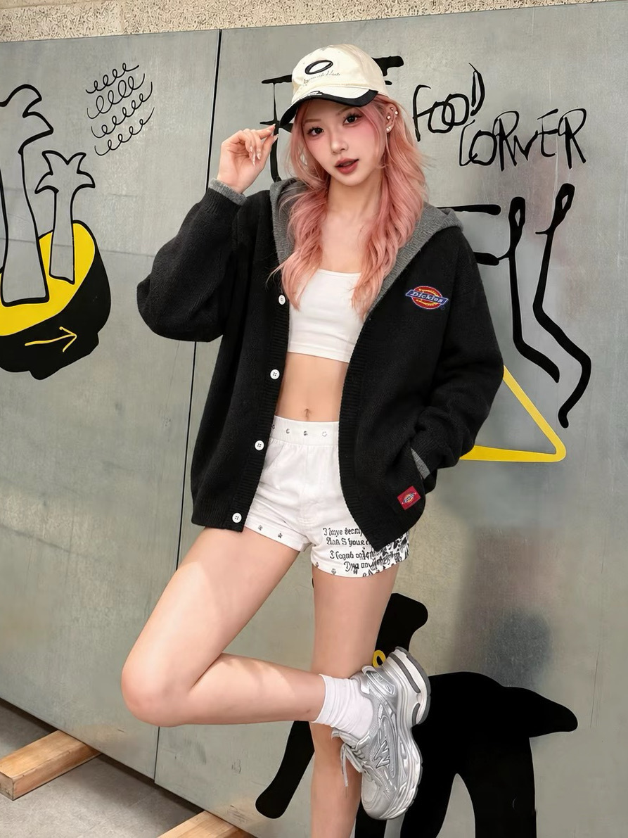 【預購】Dickies 萬針刺繡Logo 拼接撞色標 單排扣 毛衣外套 男女同款