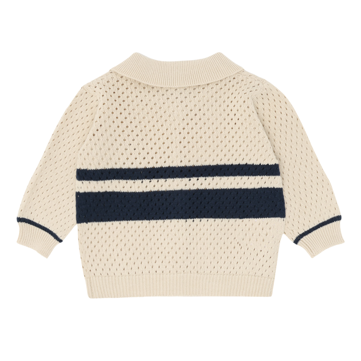 〖 Hust & Claire 〗米色鏤空條紋針織外套