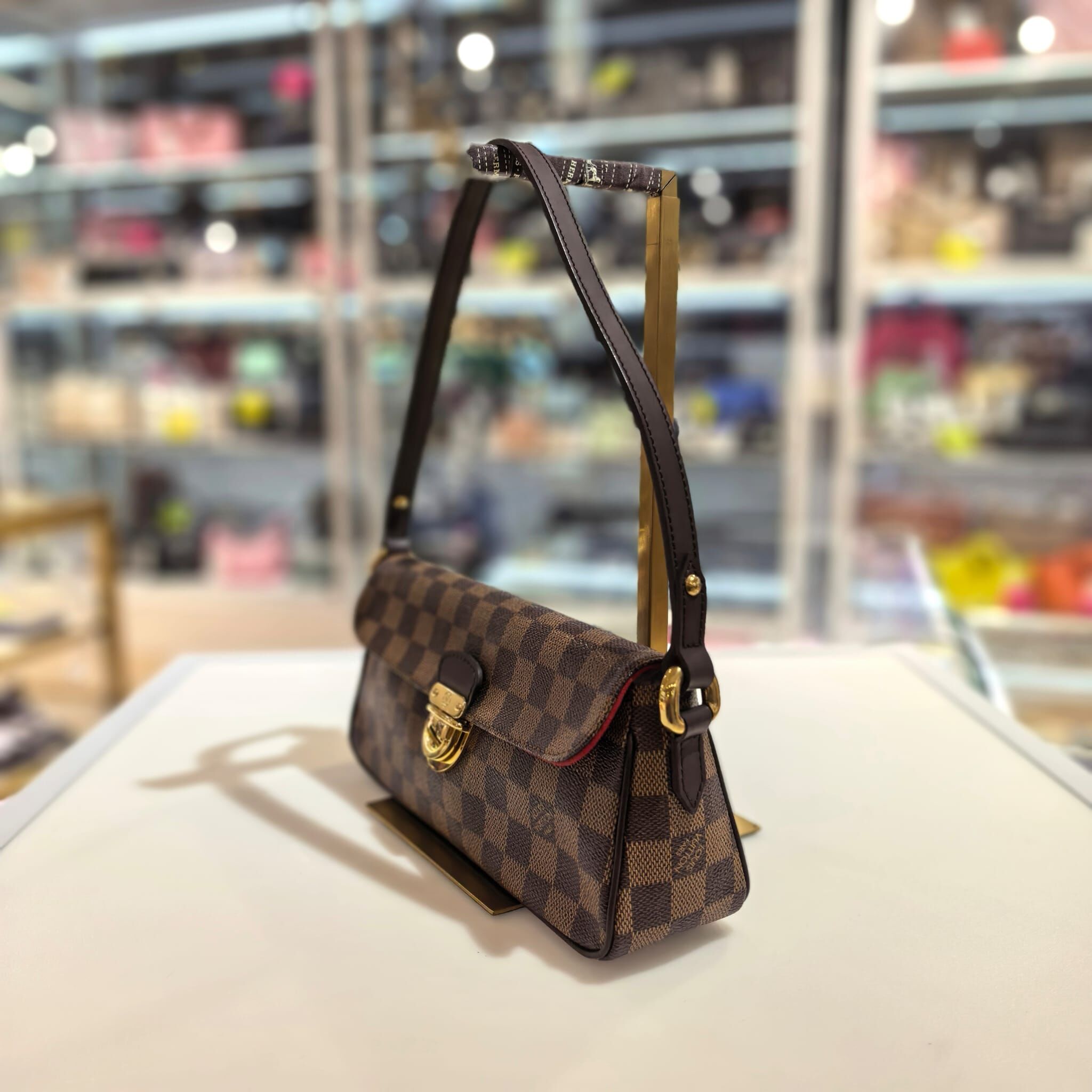 98%NEW二手LV 腋下包 Damier Ebene Ravello PM 啡色棋盤格帆布 #香榭站正品