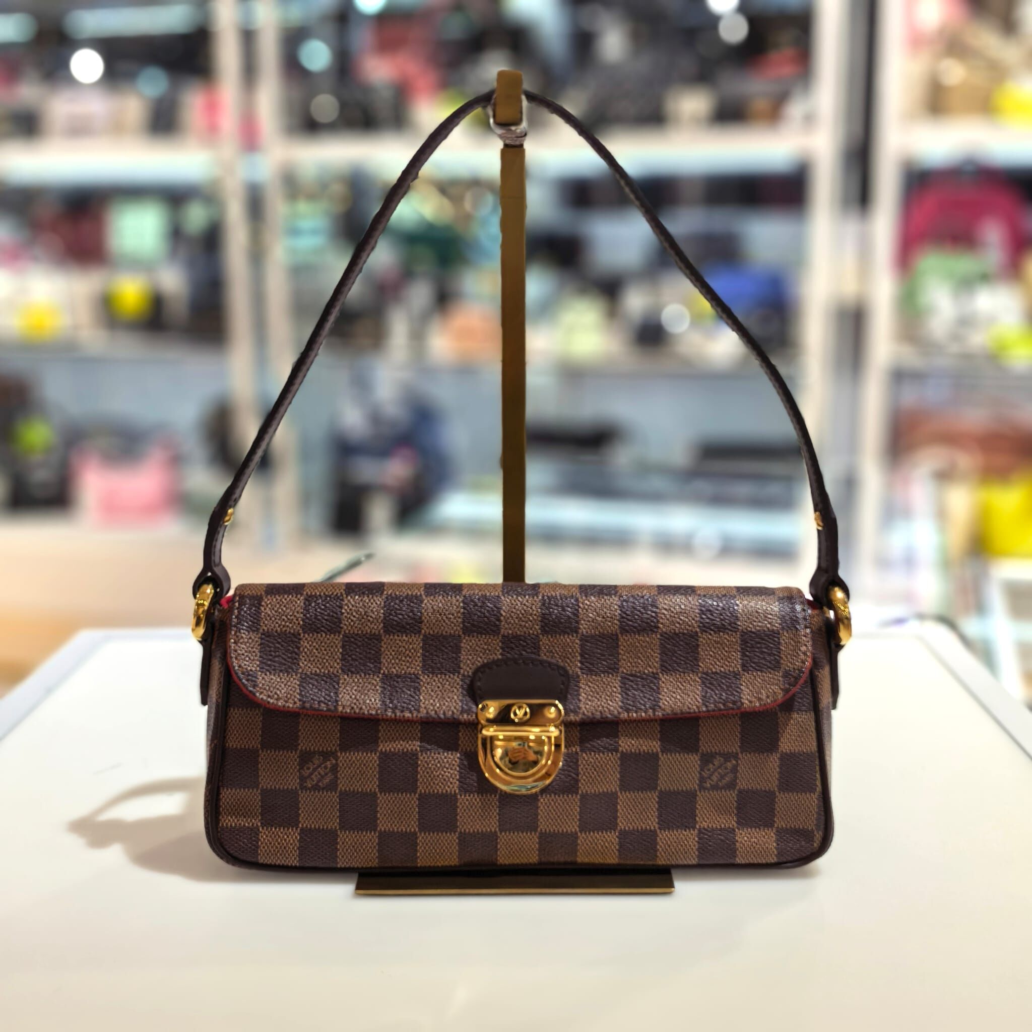 98%NEW二手LV 腋下包 Damier Ebene Ravello PM 啡色棋盤格帆布 #香榭站正品