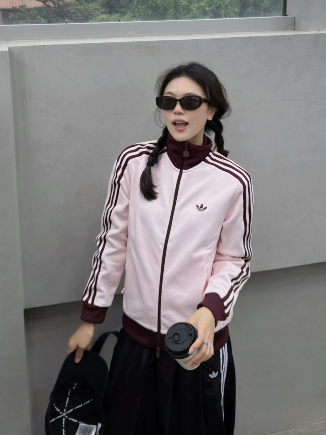 【預購】ADIDAS Originals PINK Sweatshirt 草莓紅酒 嫩粉色 酒紅邊 外套 KX4264