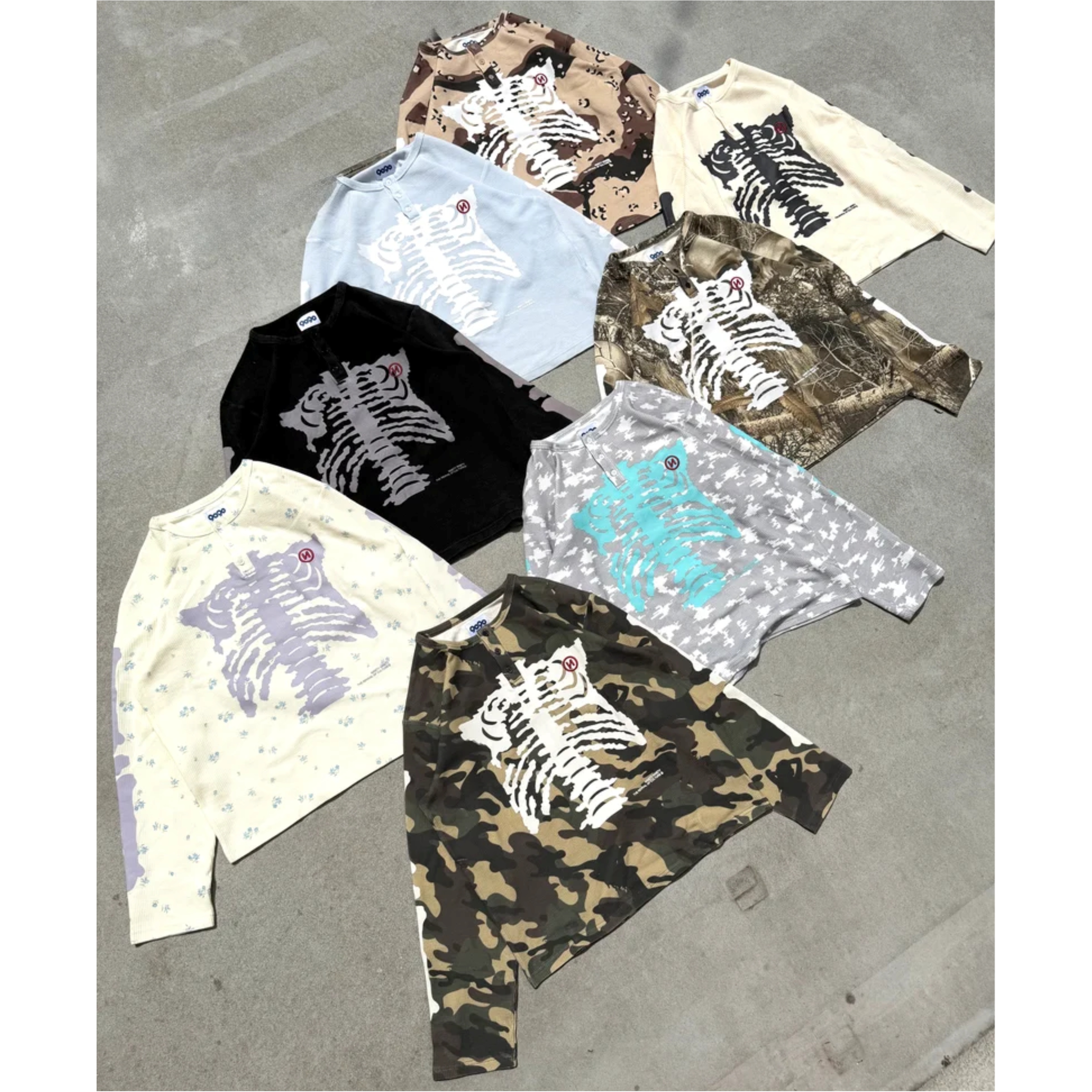2026AW 9090 Bone Henry Neck Thermal L/S Tee 骨頭 華夫格 半截式 亨利領 長T 現貨 NN2377