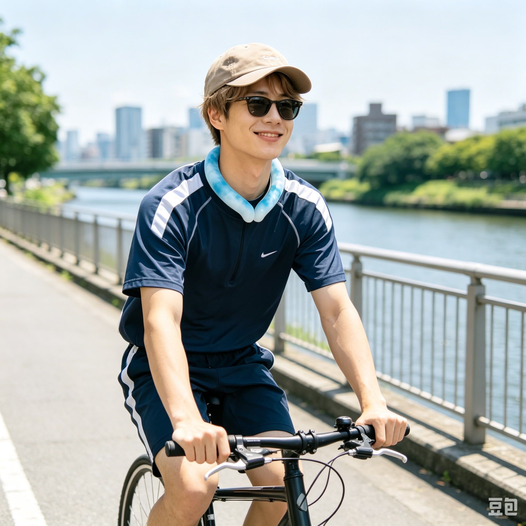23082 炎夏急急降溫 冰感頸圈 男士用 淺藍色 L Size