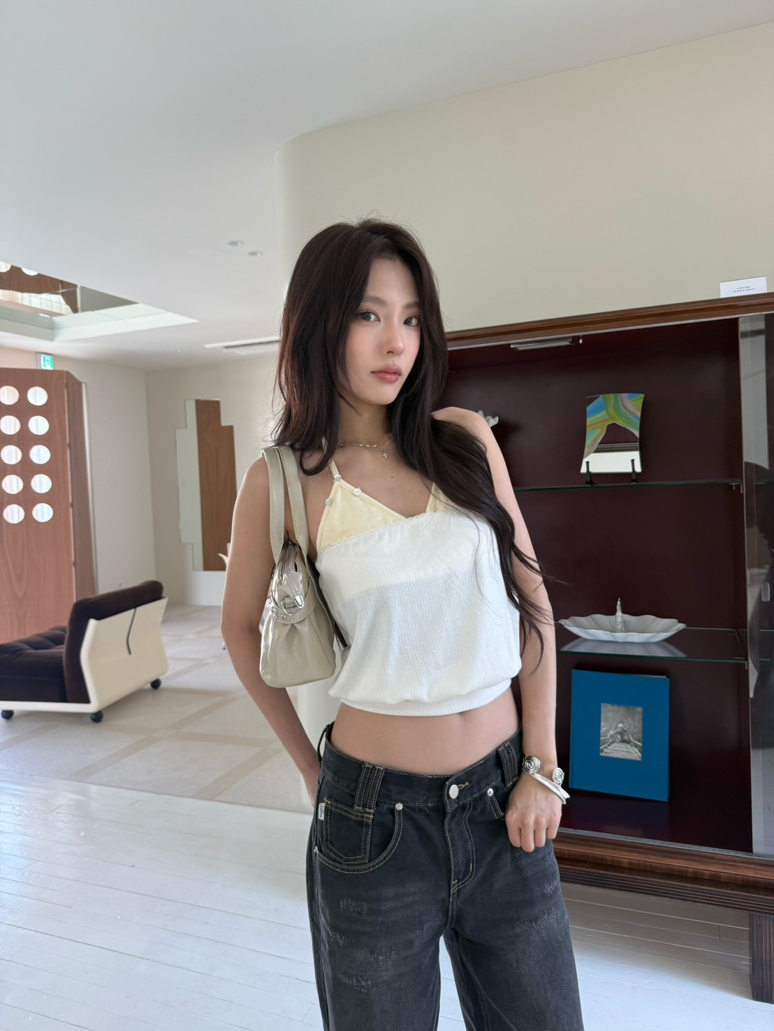 9.amez project   coco rose logo vest假2件貝殼背心（white)