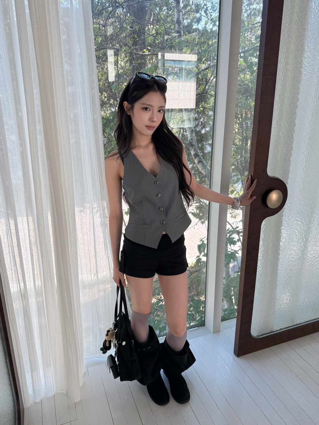 9.amez project   99 martin lace suit vest 西裝蕾絲背心 （gray)