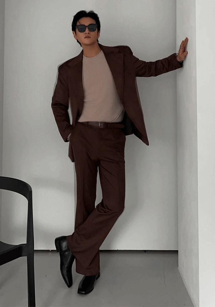 Suede single-breasted suit