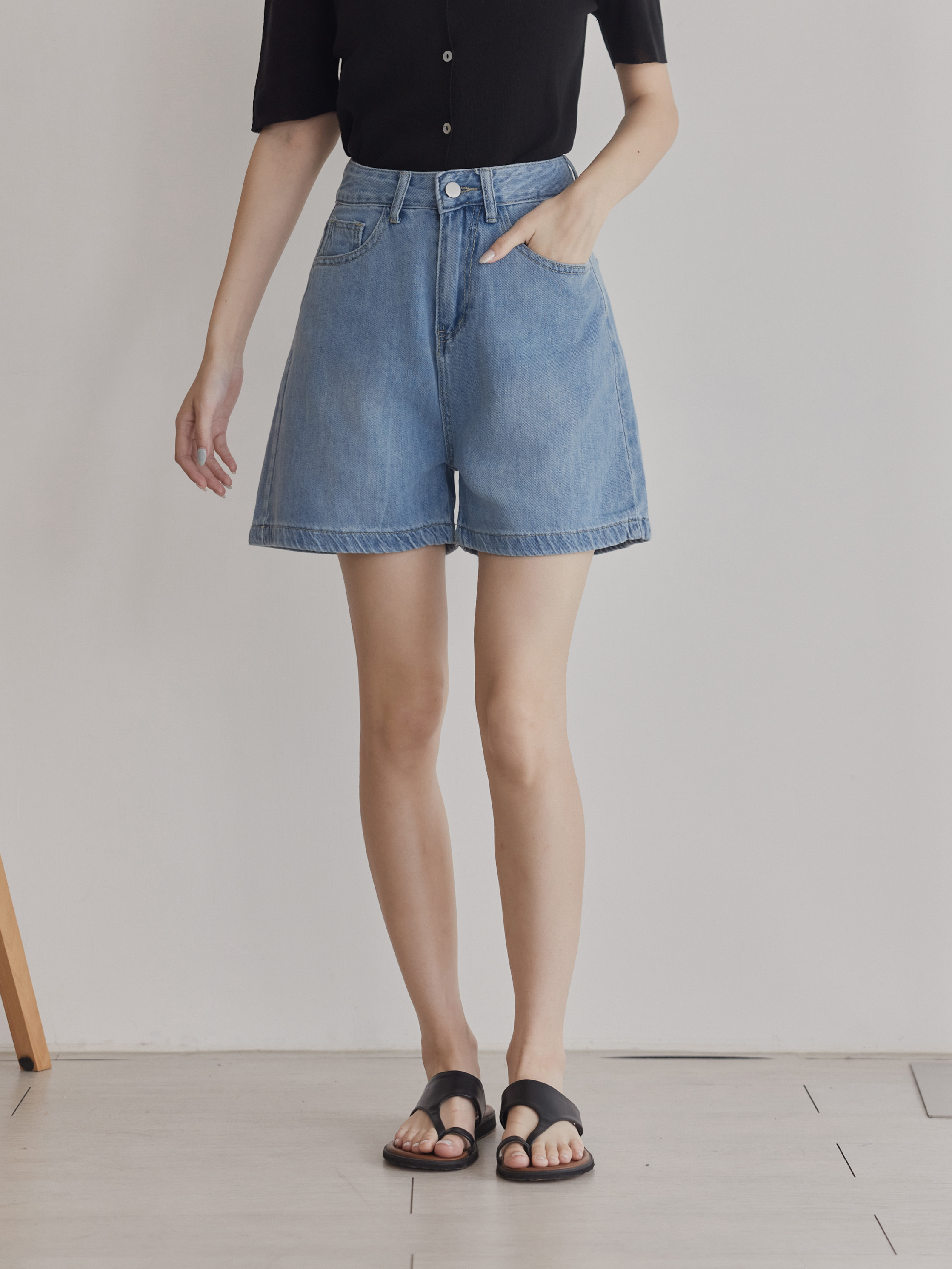 Leg-Flattering Mid-Length Denim Shorts