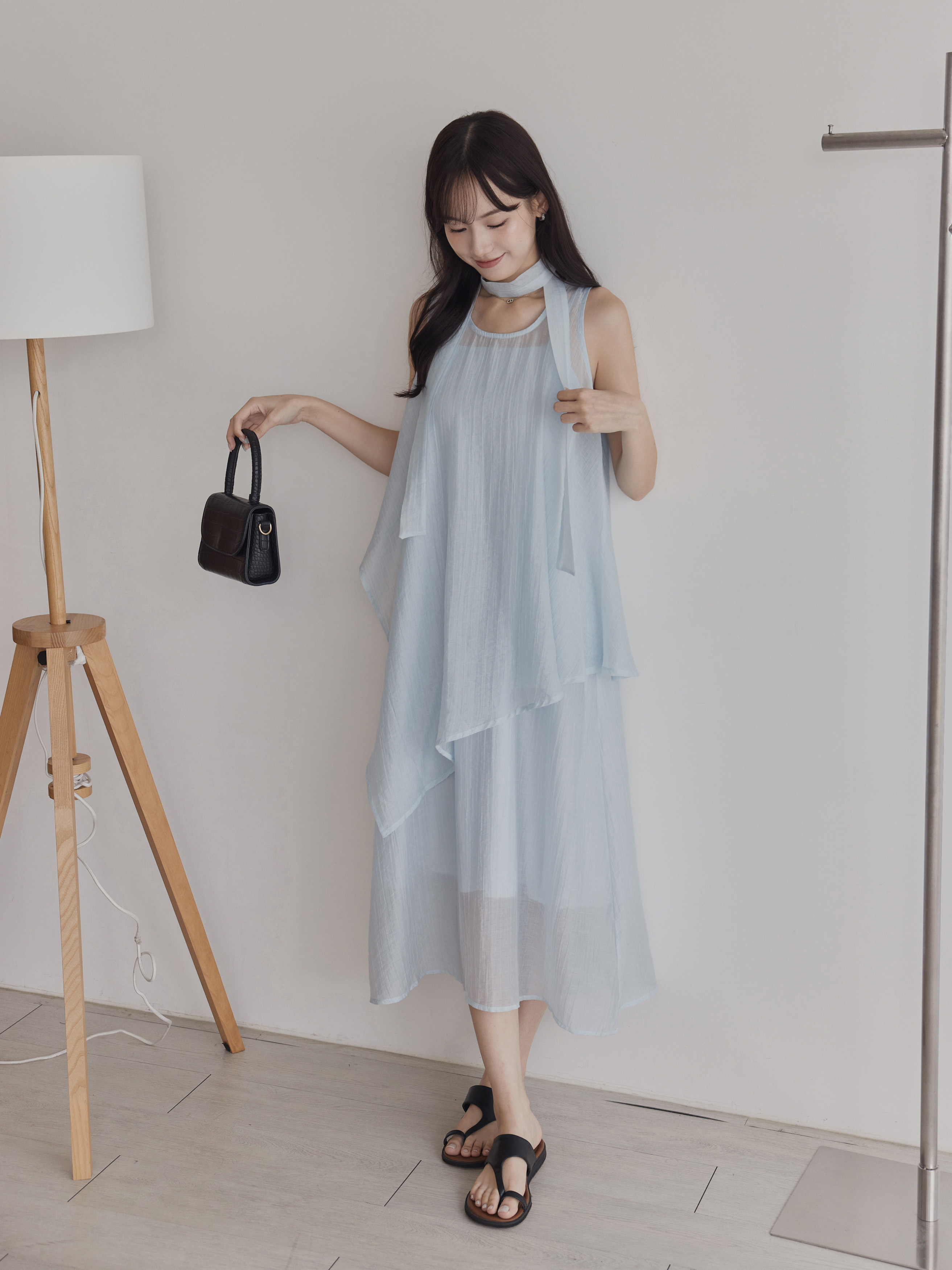 2点セット フェミニン ロングワンピース 羽織りセット