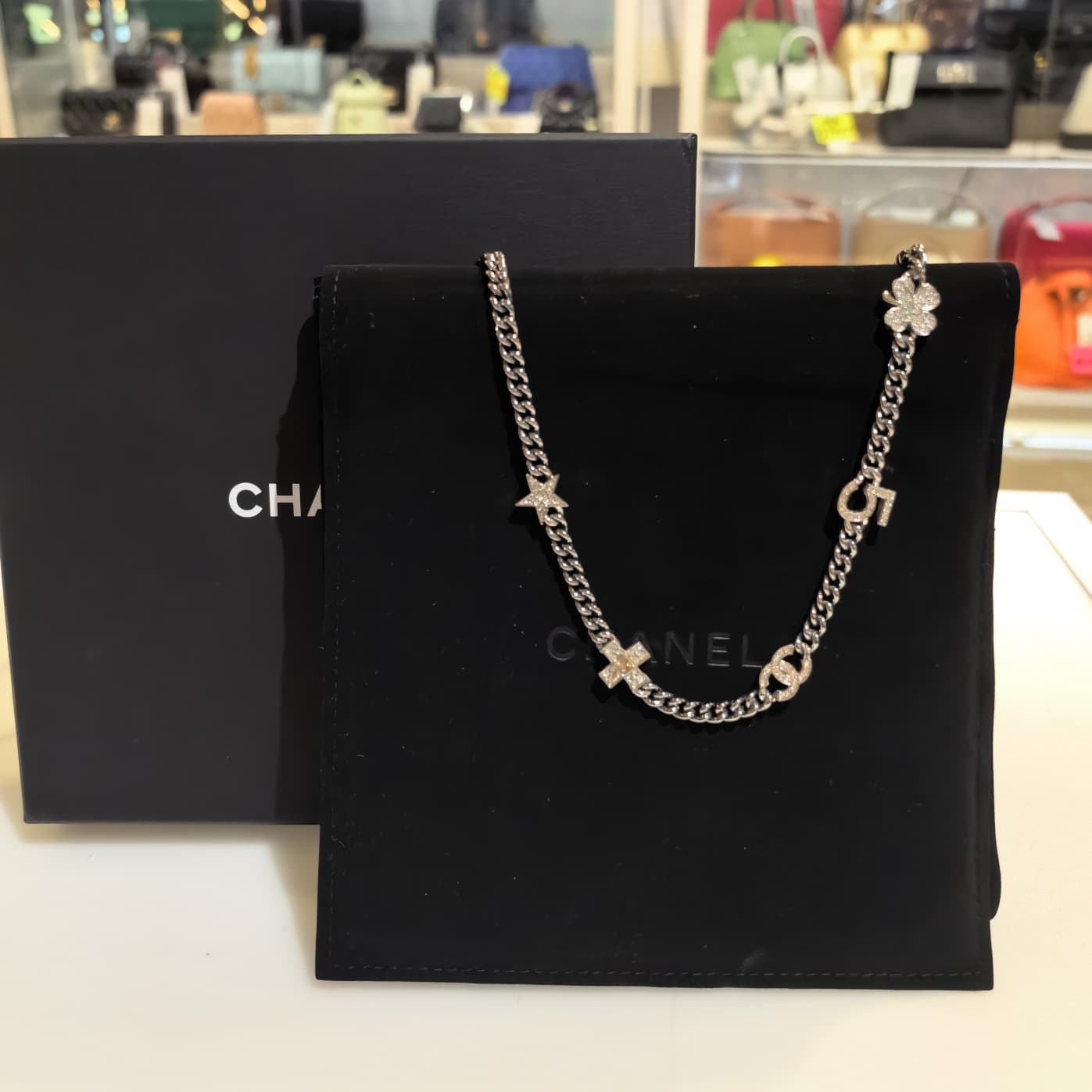 全新CHANEL頸鍊NECKLACE AB8012 古銀色金屬五花 香奈兒項鏈  #BRAND NEW #香榭站正品