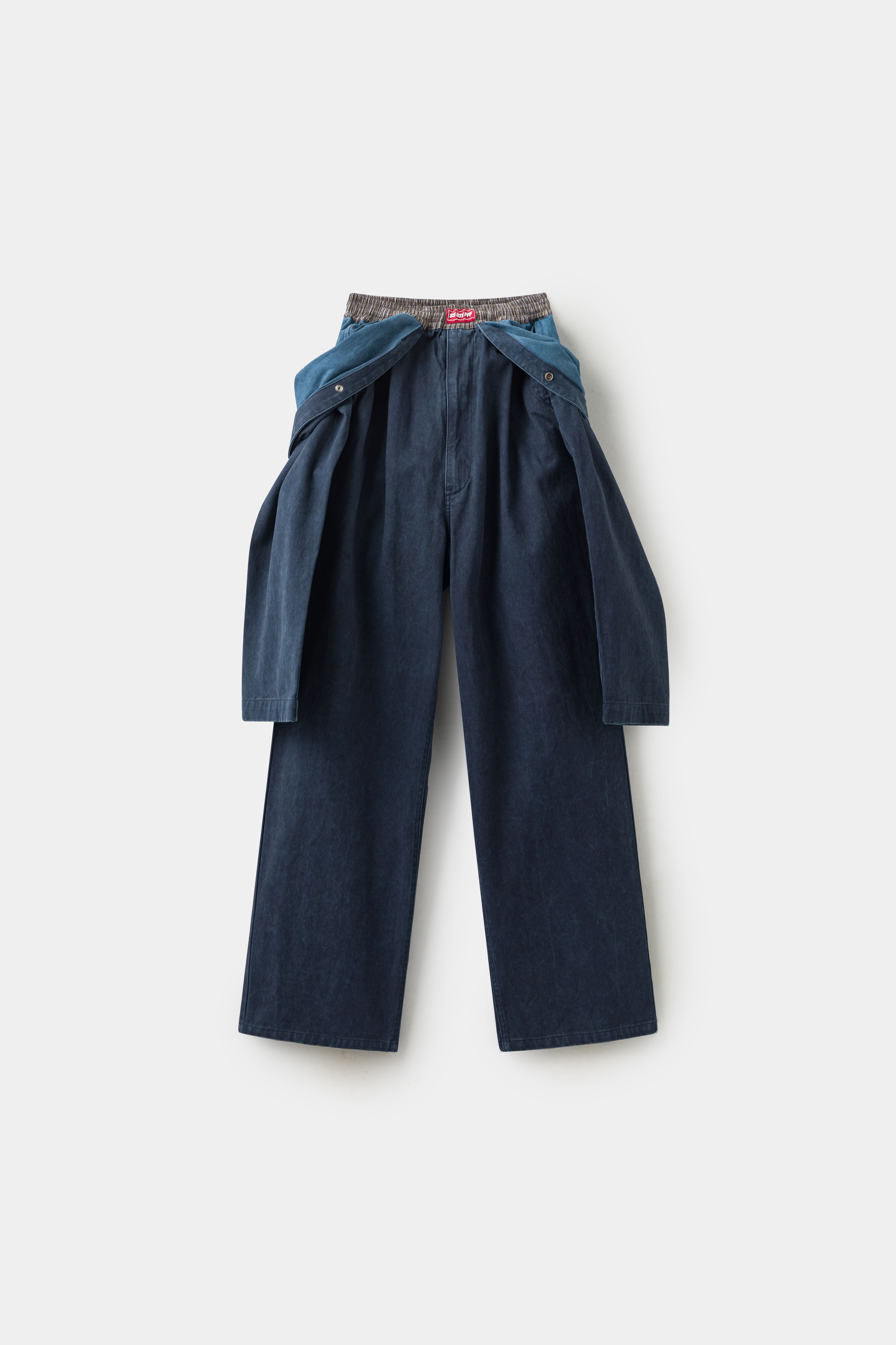 【Focus Store】現貨秒發 SSSTUFFF Fake Overall Pants "Black" 黑色 假兩件拼接寬褲