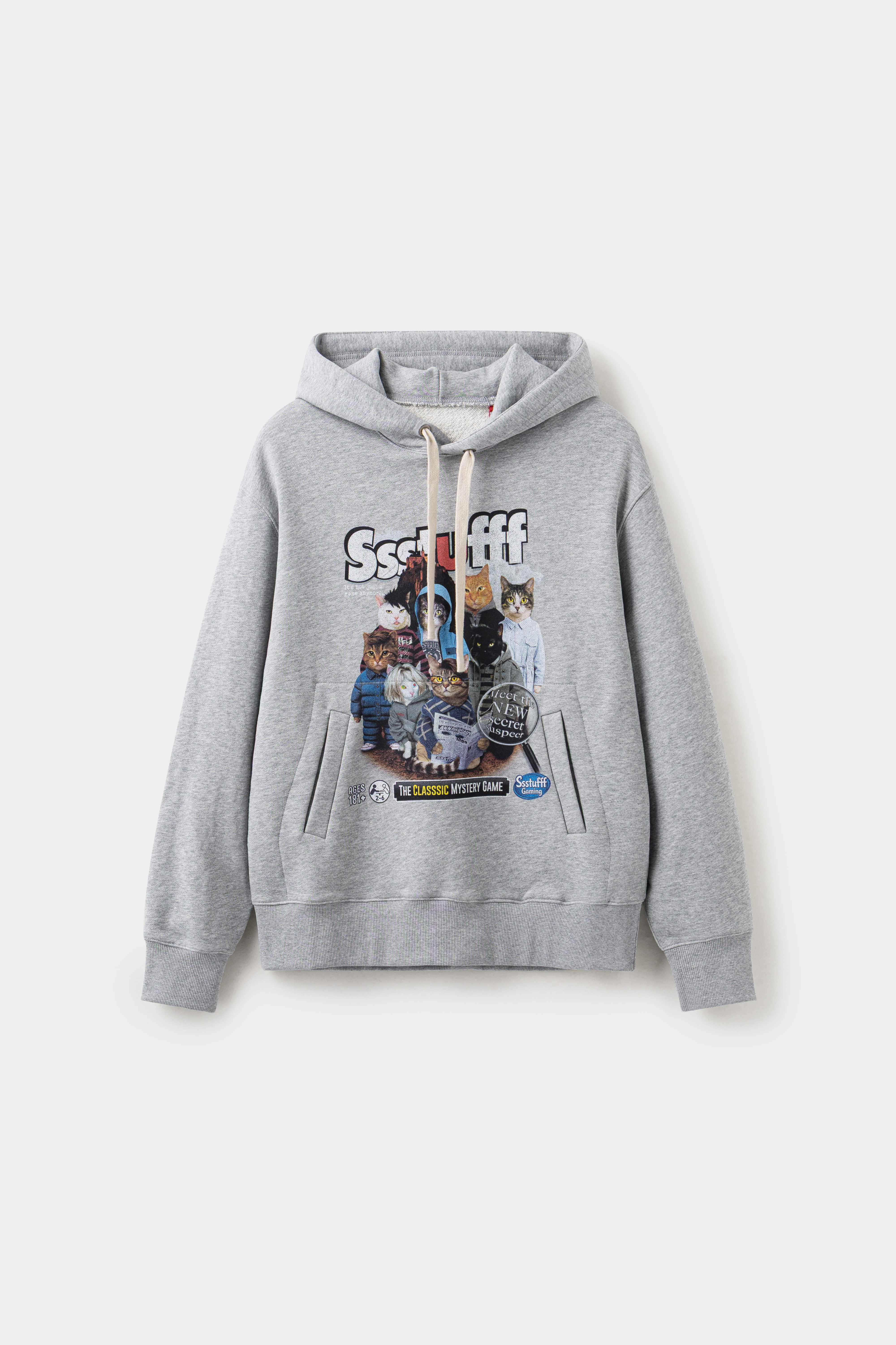 【Focus Store】現貨秒發 SSSTUFFF Mistery Cats Hoodie "Grey" 灰色 貓咪圖案 帽T