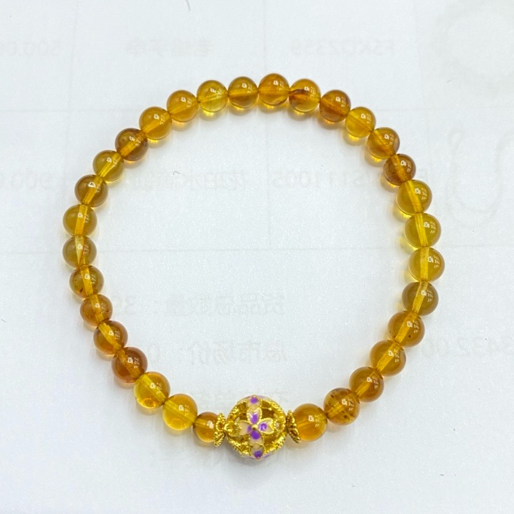 0911XY06-XYDAY-AMBER-黃茶手串diy (B6)