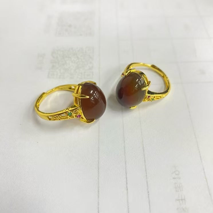 0911XY07-XYDAY-AMBER-血蜜蛋面戒指 (B7)