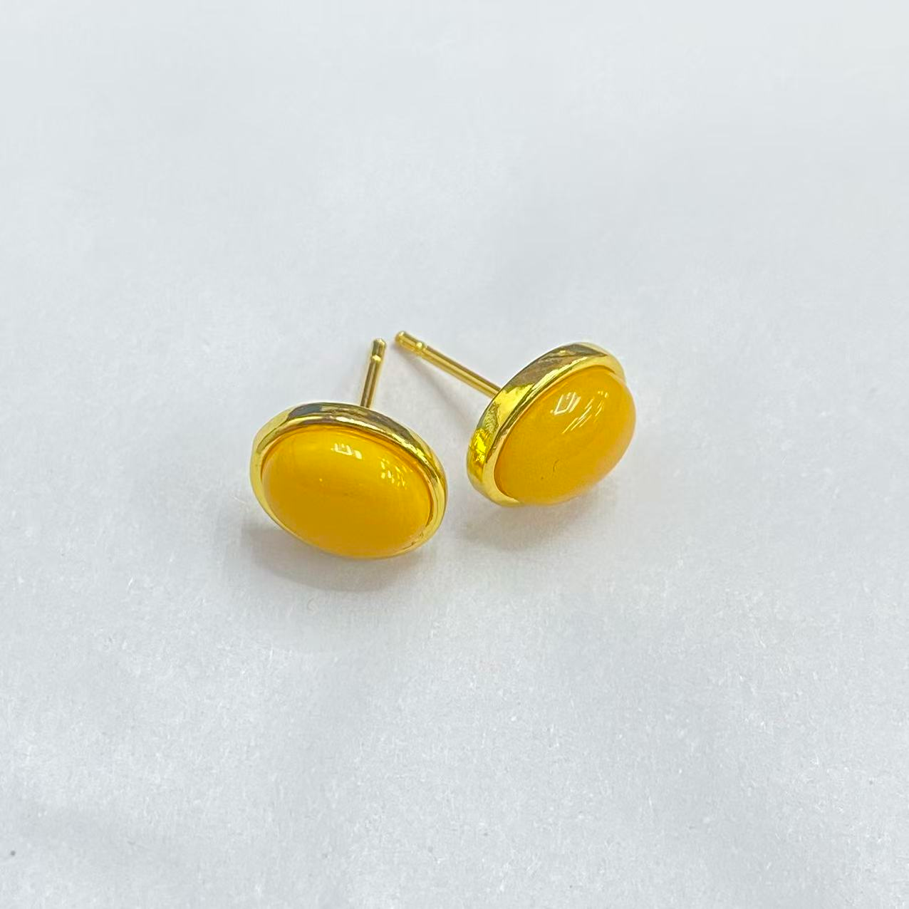 0911XY95-XYDAY-AMBER-蜜蠟耳釘 (B95)