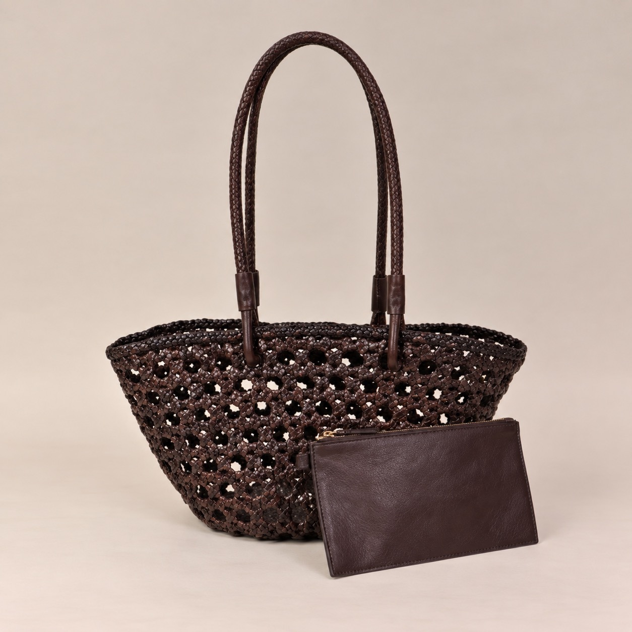 1CA0906-027 [CALONGE] Buff Toledo Top Handle Bag Umber #CA-1775 (EU)