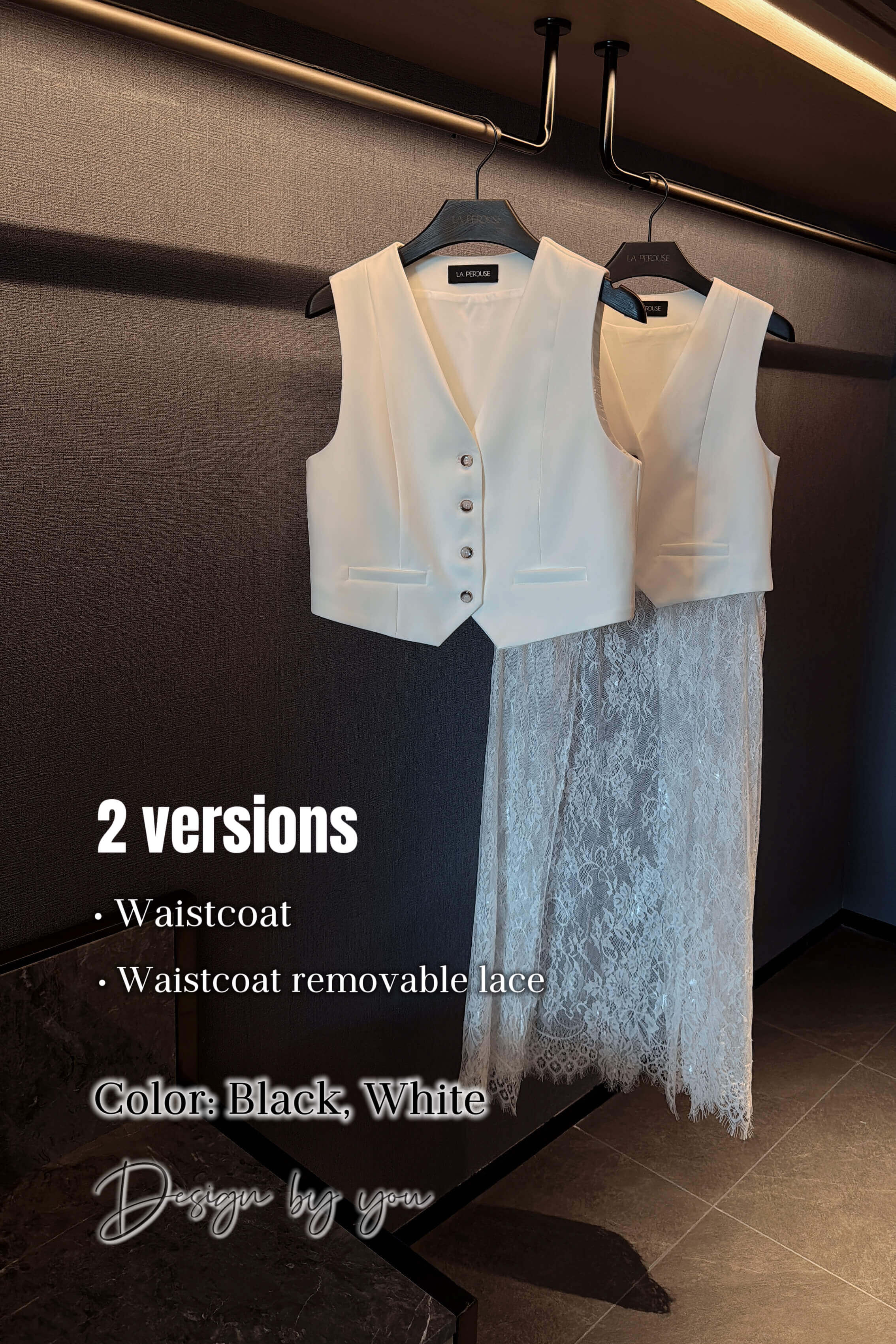 Button-Through Tailored Waistcoat/ (With Removable Lace)_BZ269L10