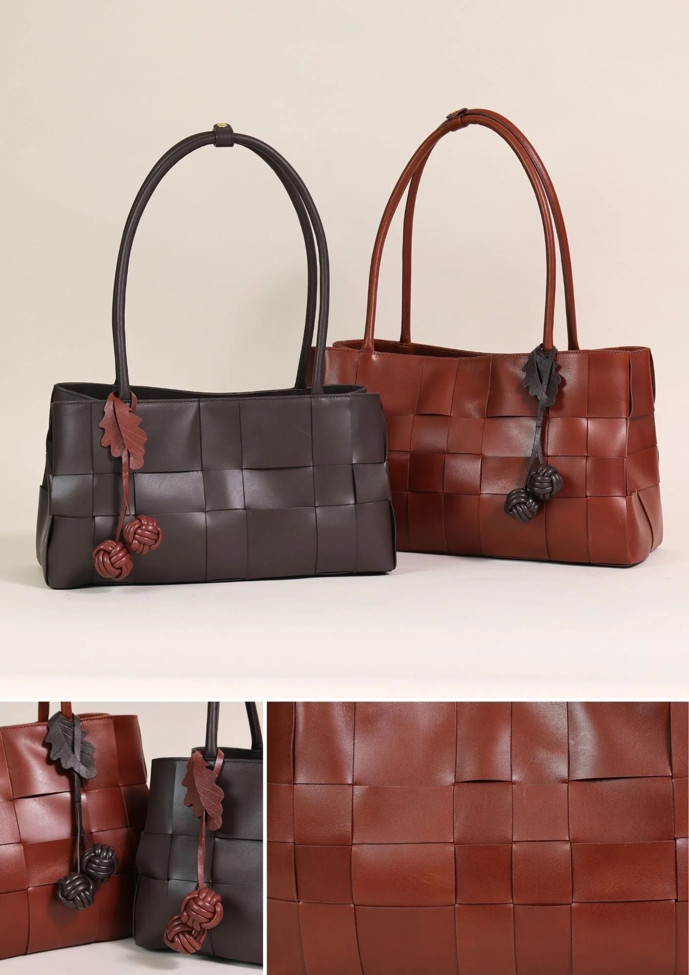 1CA0906-097 [CALONGE] 4/7cm Dama Cow Vacata Top Handle Bag Nutmeg #CA-1767 (EU)