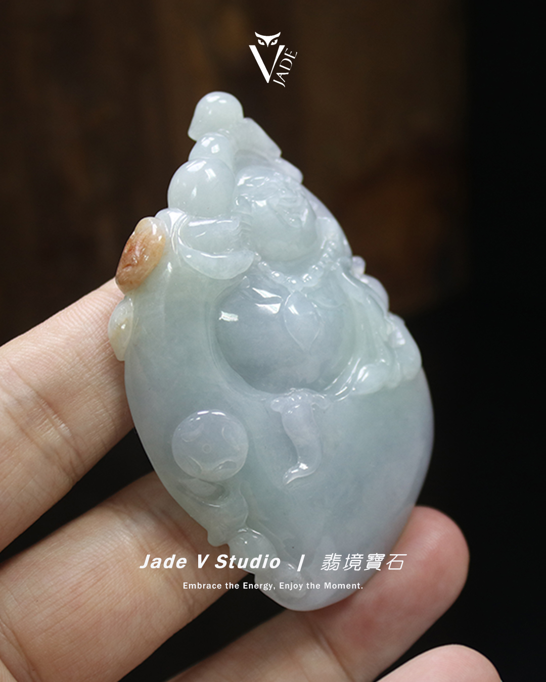 【JadeV｜翡境寶石】糯冰 三彩 彌勒佛 翡翠