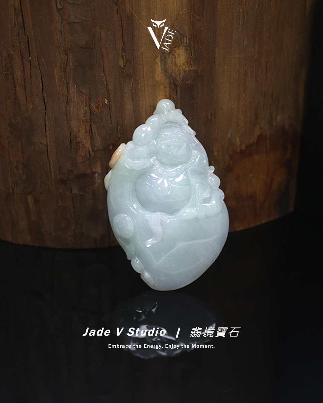 【JadeV｜翡境寶石】糯冰 三彩 彌勒佛 翡翠