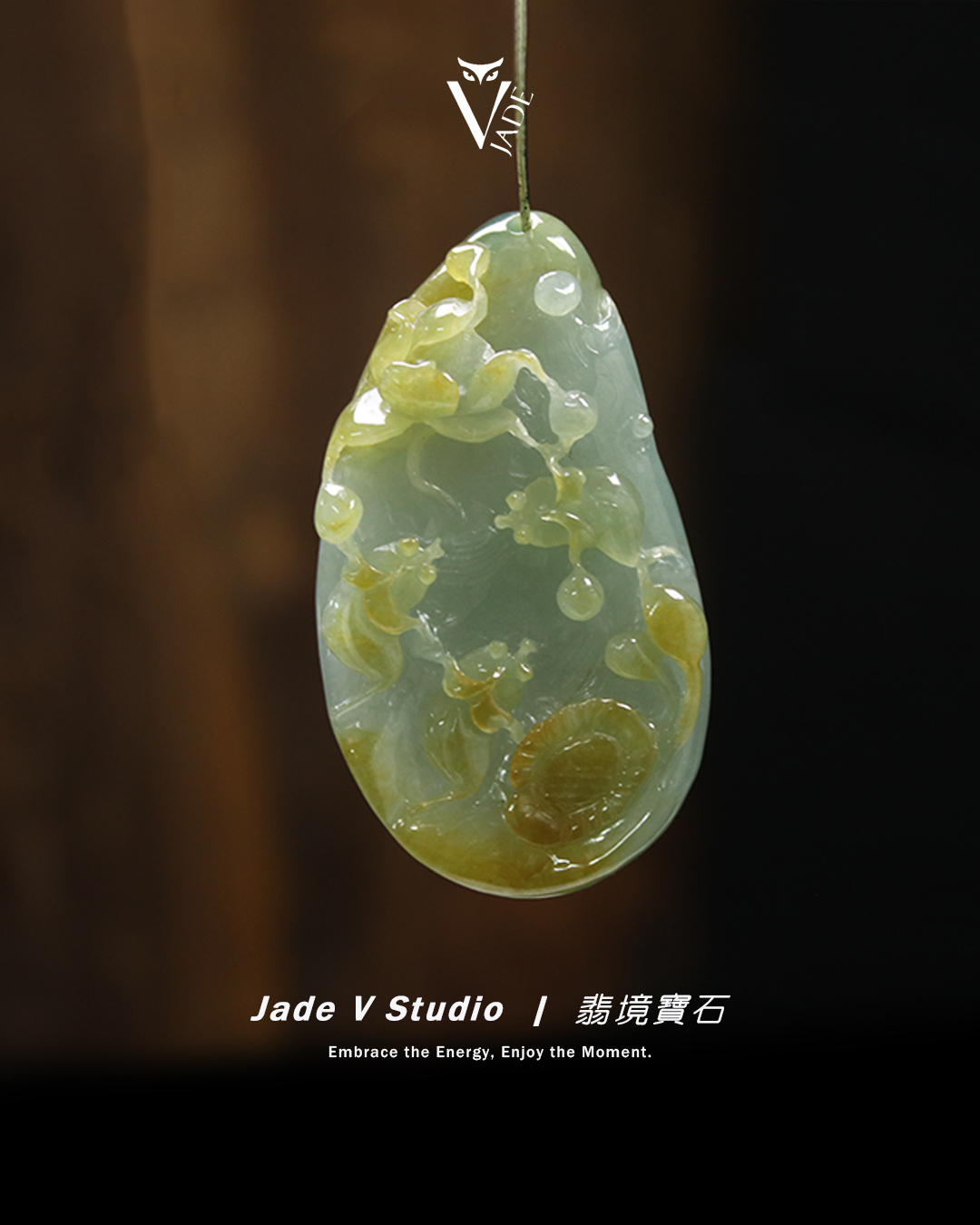 【JadeV｜翡境寶石】糯冰 蜜糖黃 年年有餘 巧雕 翡翠